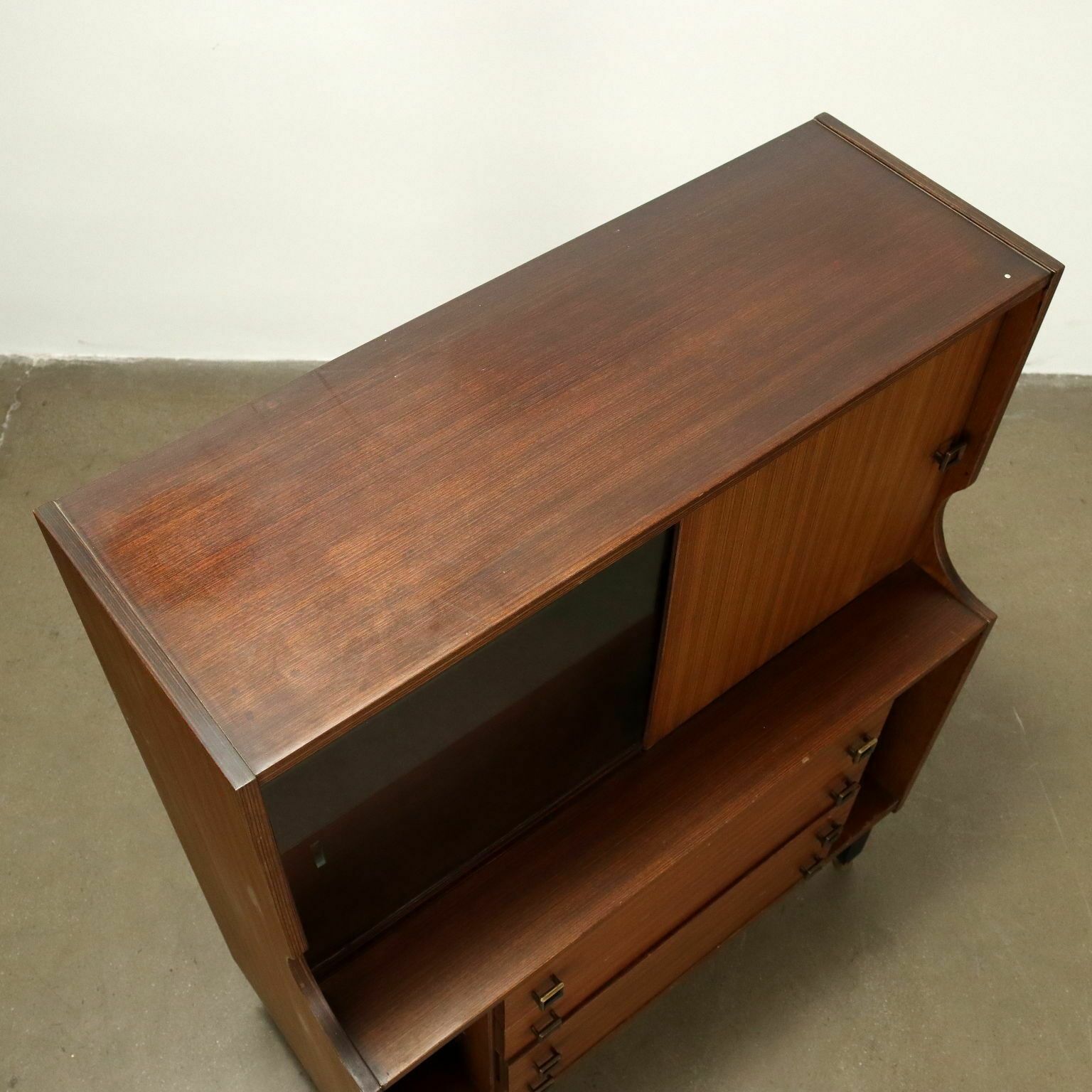 Vintage Cupboard Exotic Wood Veneer Italy 1960s photo for sale