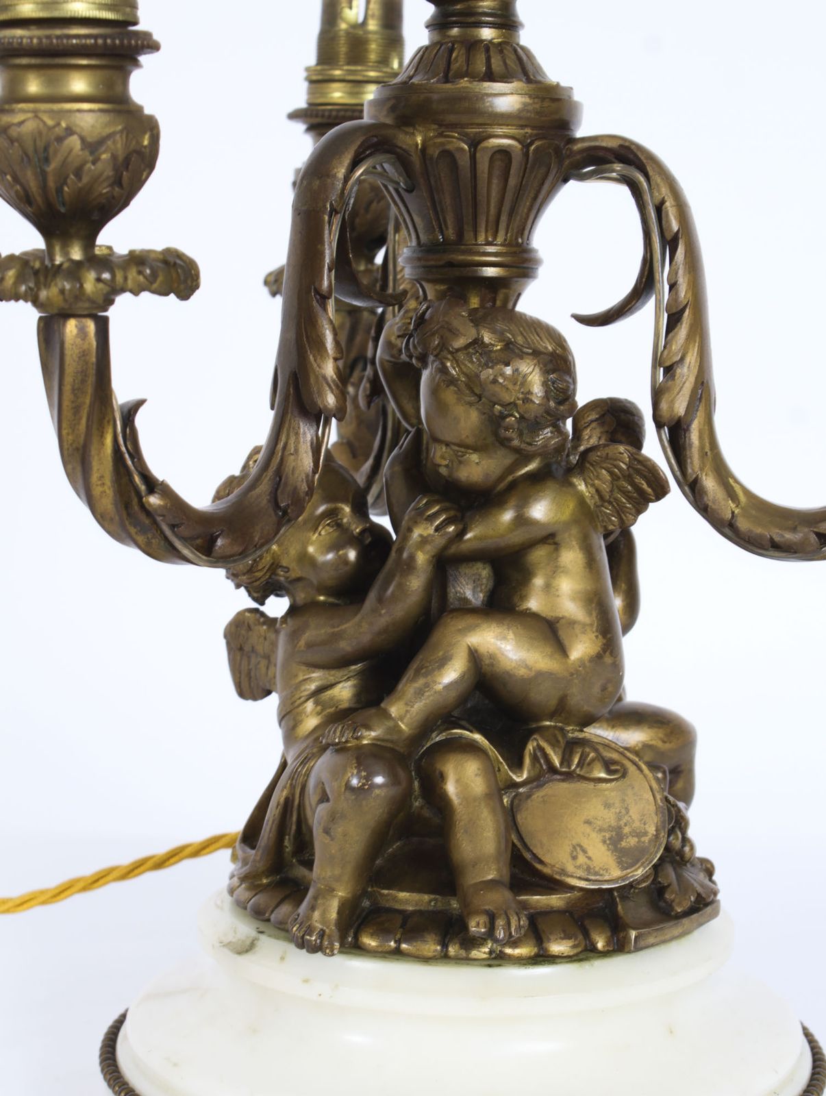photo furniture Antique French Ormolu Cherub Table Lamp Louis Revival Circa 1870