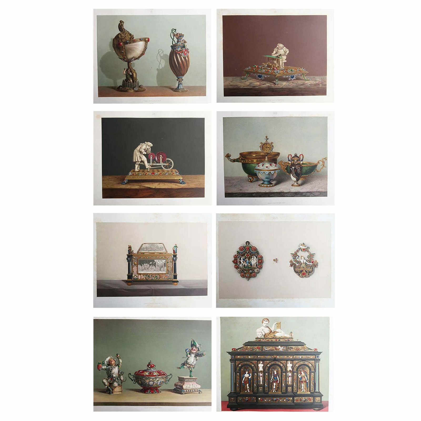 Set Of 8 Large Antique Prints Of European Renaissance Art Treasures. 1862