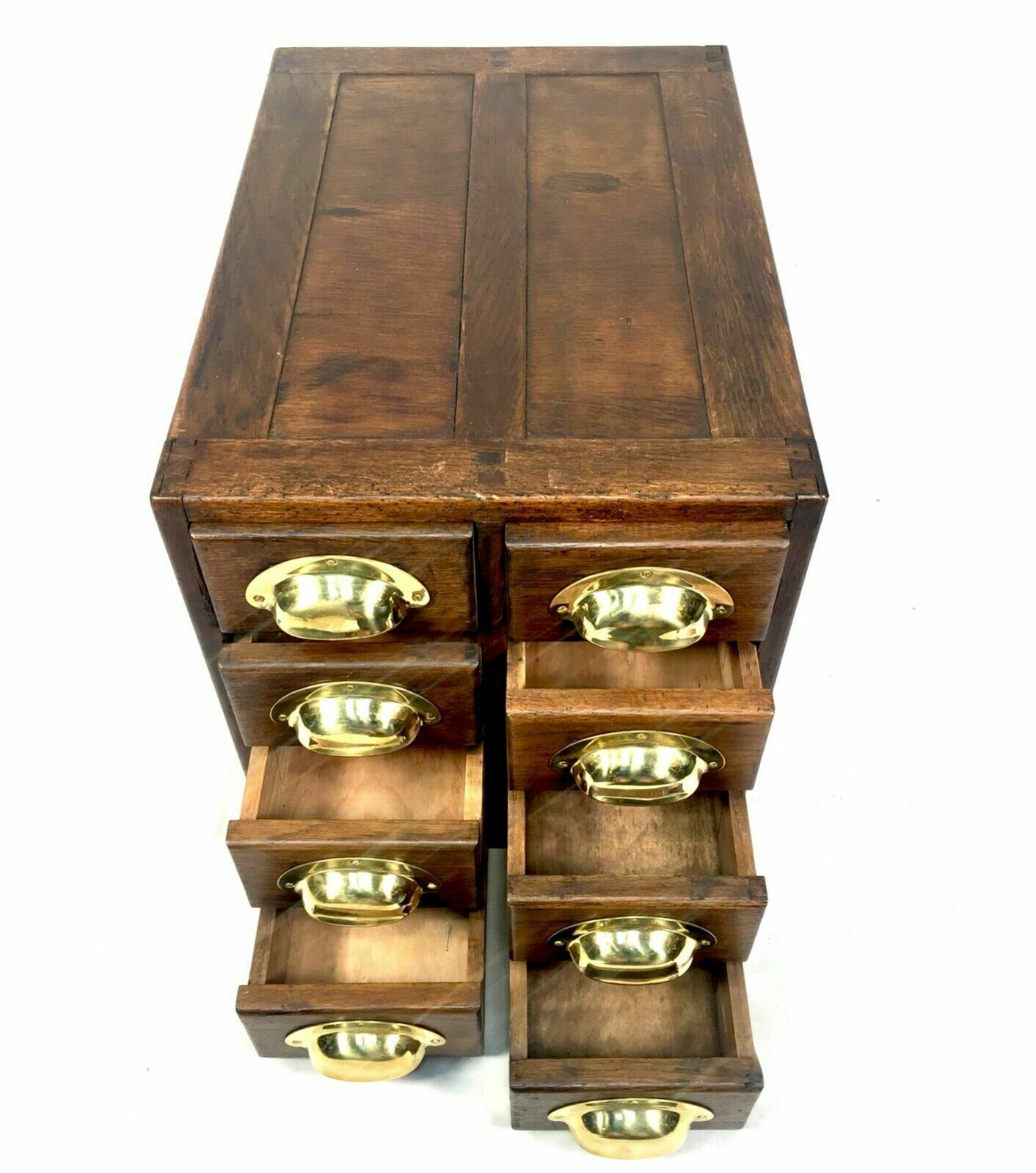 Antique 1930s Large Sized Tabletop Filing Cabinet / Wooden Oak Chest Of Drawers photo buy