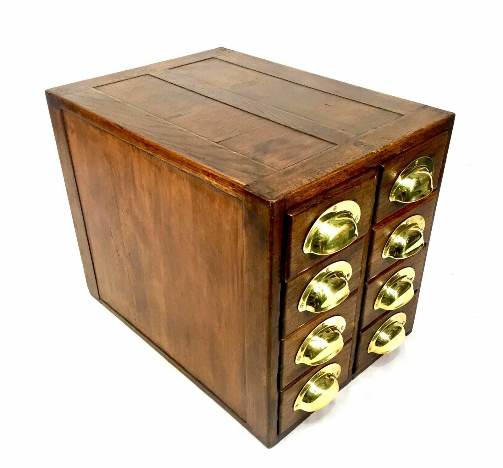 photo furniture Antique 1930s Large Sized Tabletop Filing Cabinet / Wooden Oak Chest Of Drawers