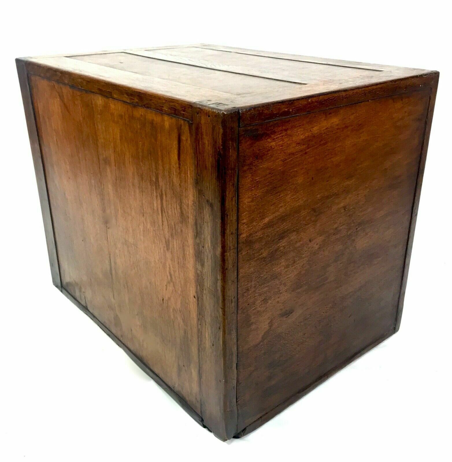 239.0 Antique 1930s Large Sized Tabletop Filing Cabinet / Wooden Oak Chest Of Drawers photo