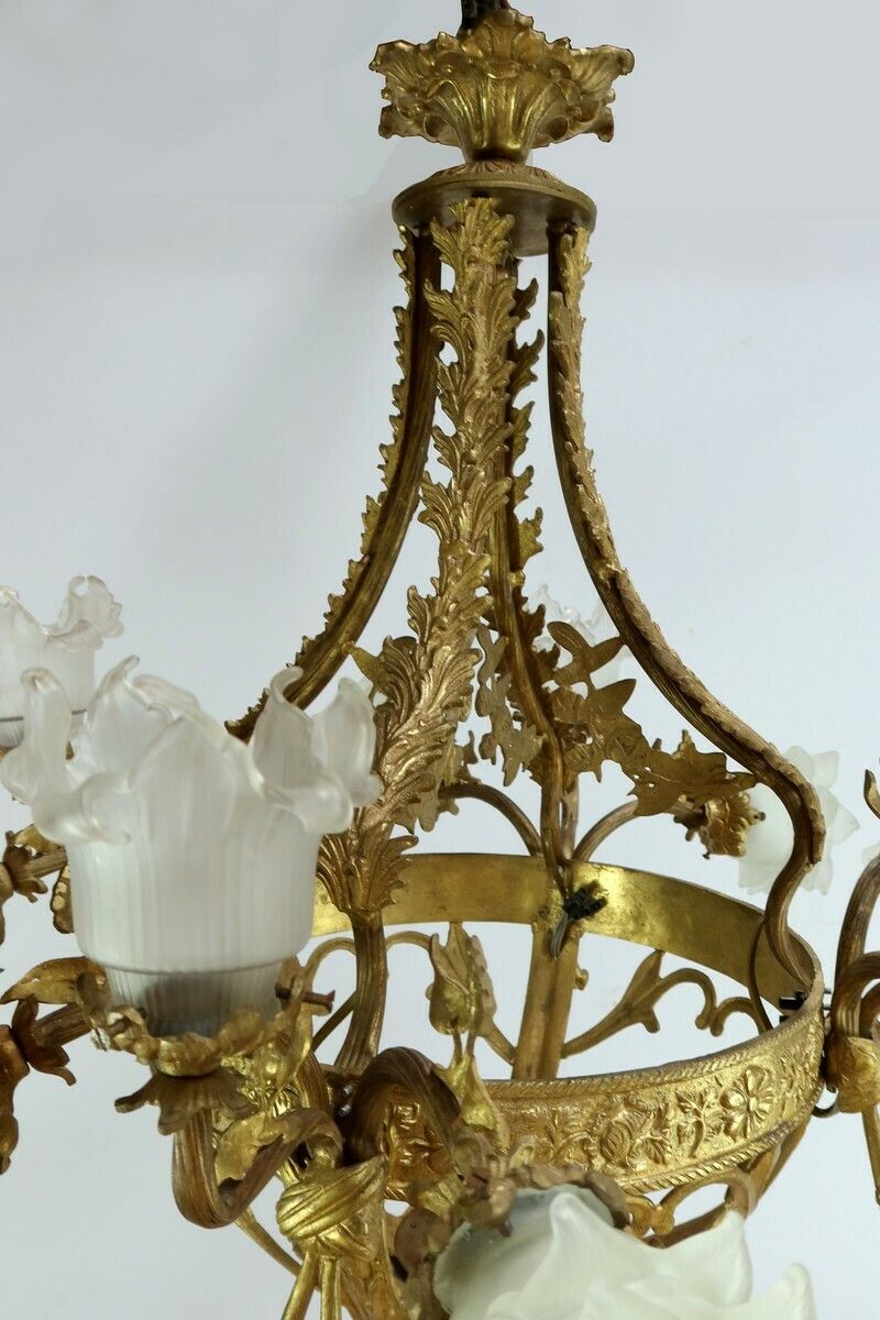 Chandelier With 12 Lights In Gilt Bronze, Napoleon III Style – Late 19th Century photo Lighting