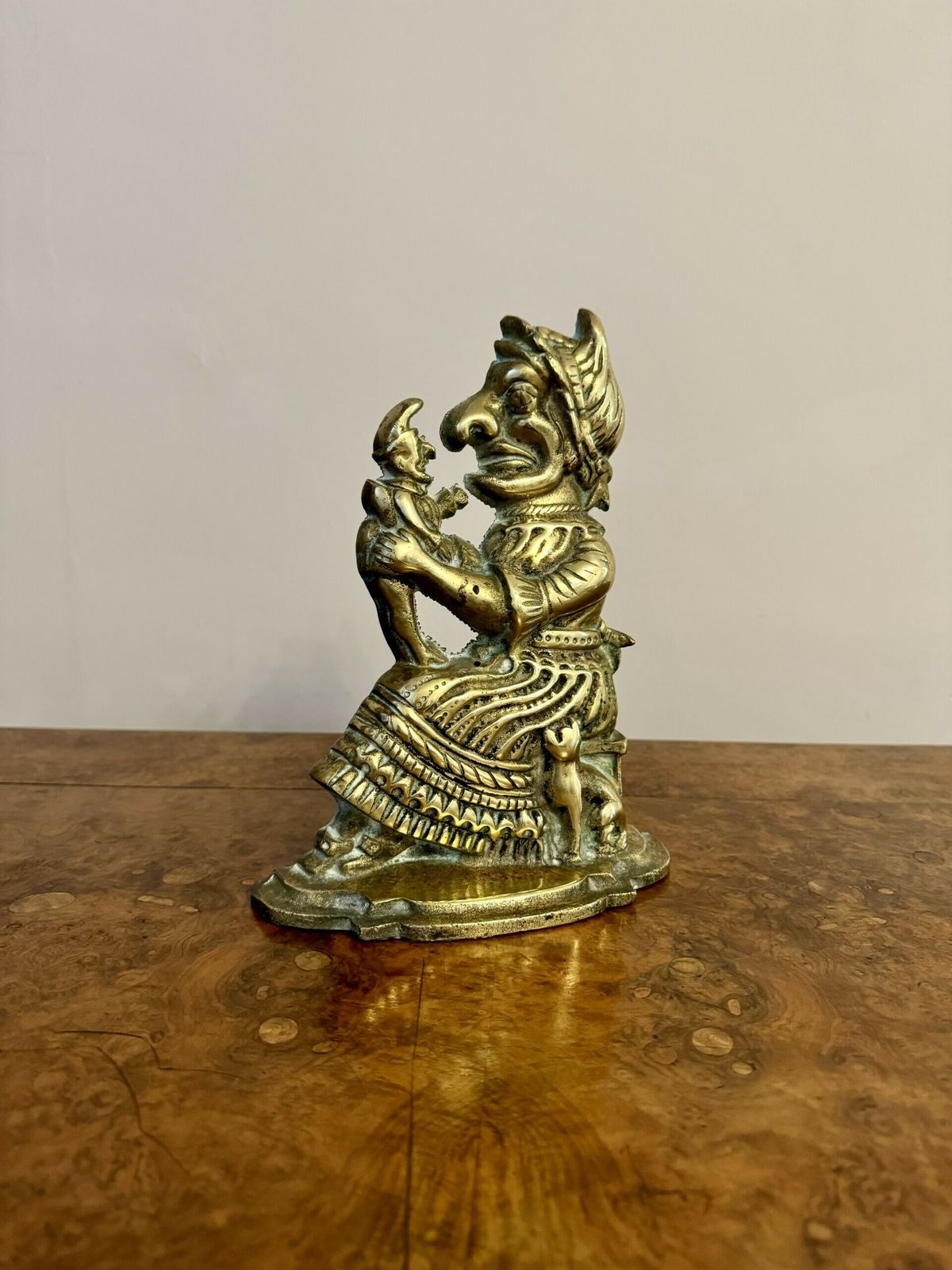 Unusual Brass Antique Doorstop Of Mrs Punch photo 325.0