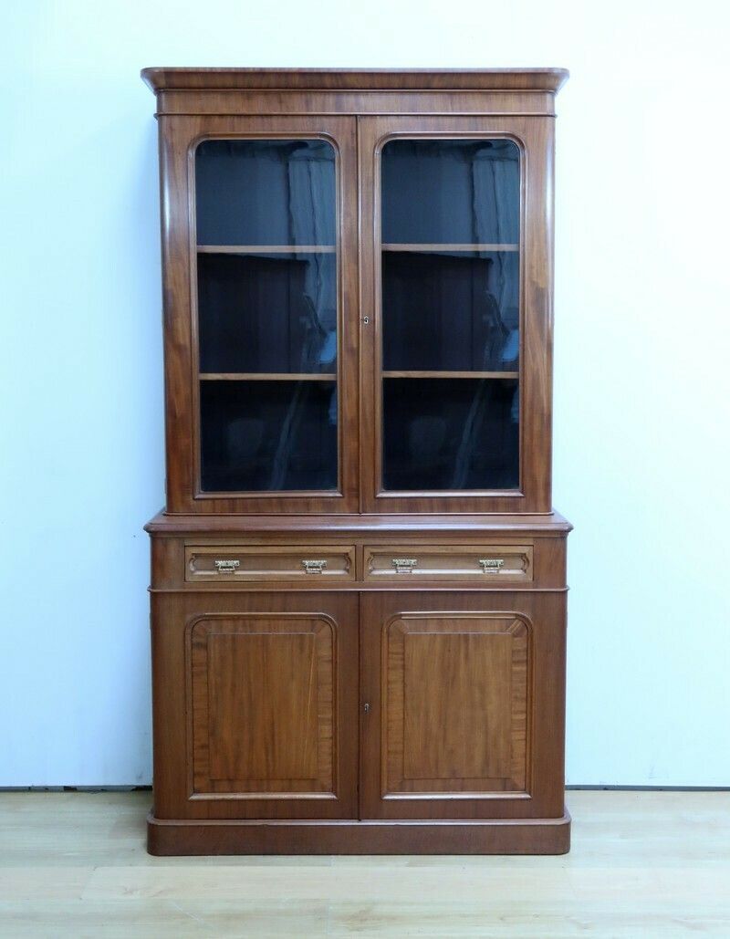 Victorian Mahogany Two Body Bookcase, England – Mid 19th Century