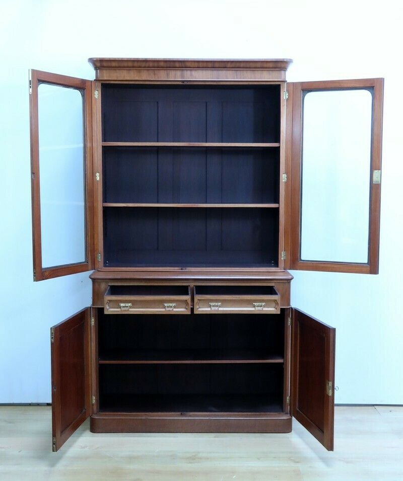 Victorian Mahogany Two Body Bookcase, England – Mid 19th Century photo Furniture