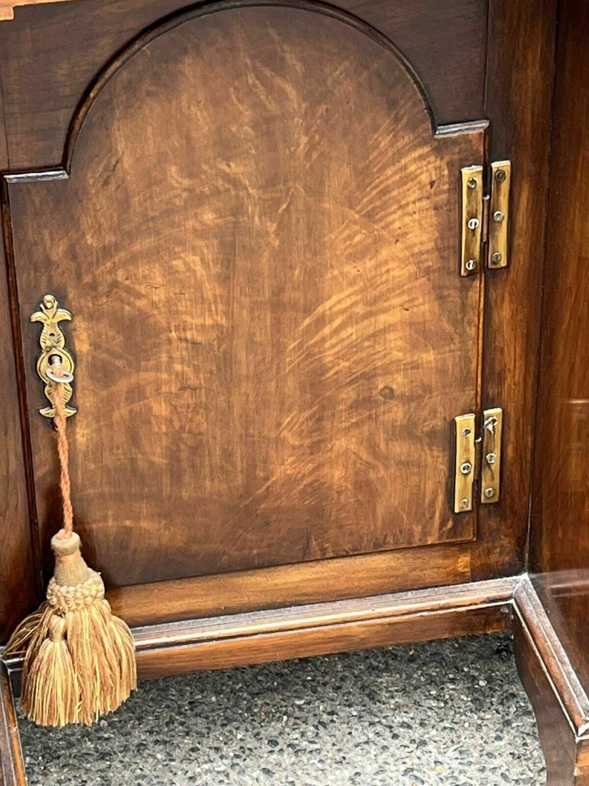 Walnut Kneehole Desk, Bracket Feet With Brass Handles. photo Furniture