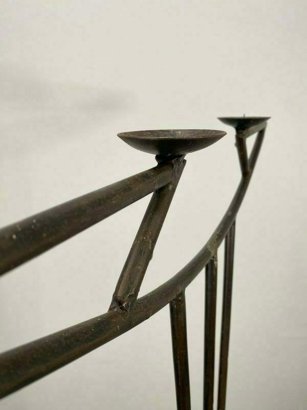 Vintage Wrought Iron Candle Holder Stand photo vinterior