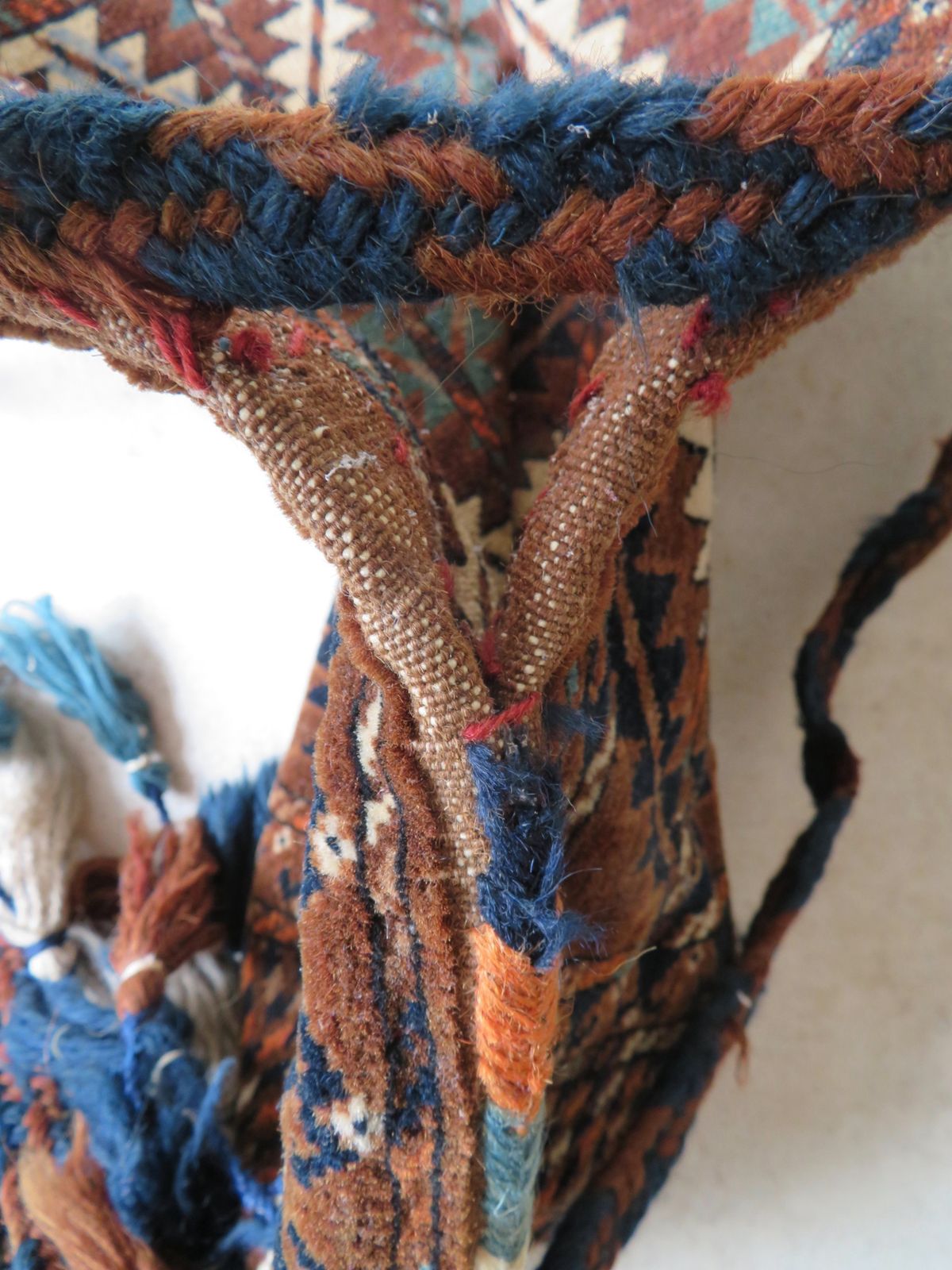 Scarce Antique Yomut Turkmen Uk Ok Bash (Tent Pole Bag), Turkmenistan, Central Asia.Circa 1900. photo vinterior