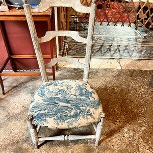 Antique Chair, French Prie Dieu / Prayer Chair, Accent Chair With Toile De Jouy, 19c Furniture, Boudoir Chateau Chic Home Decor