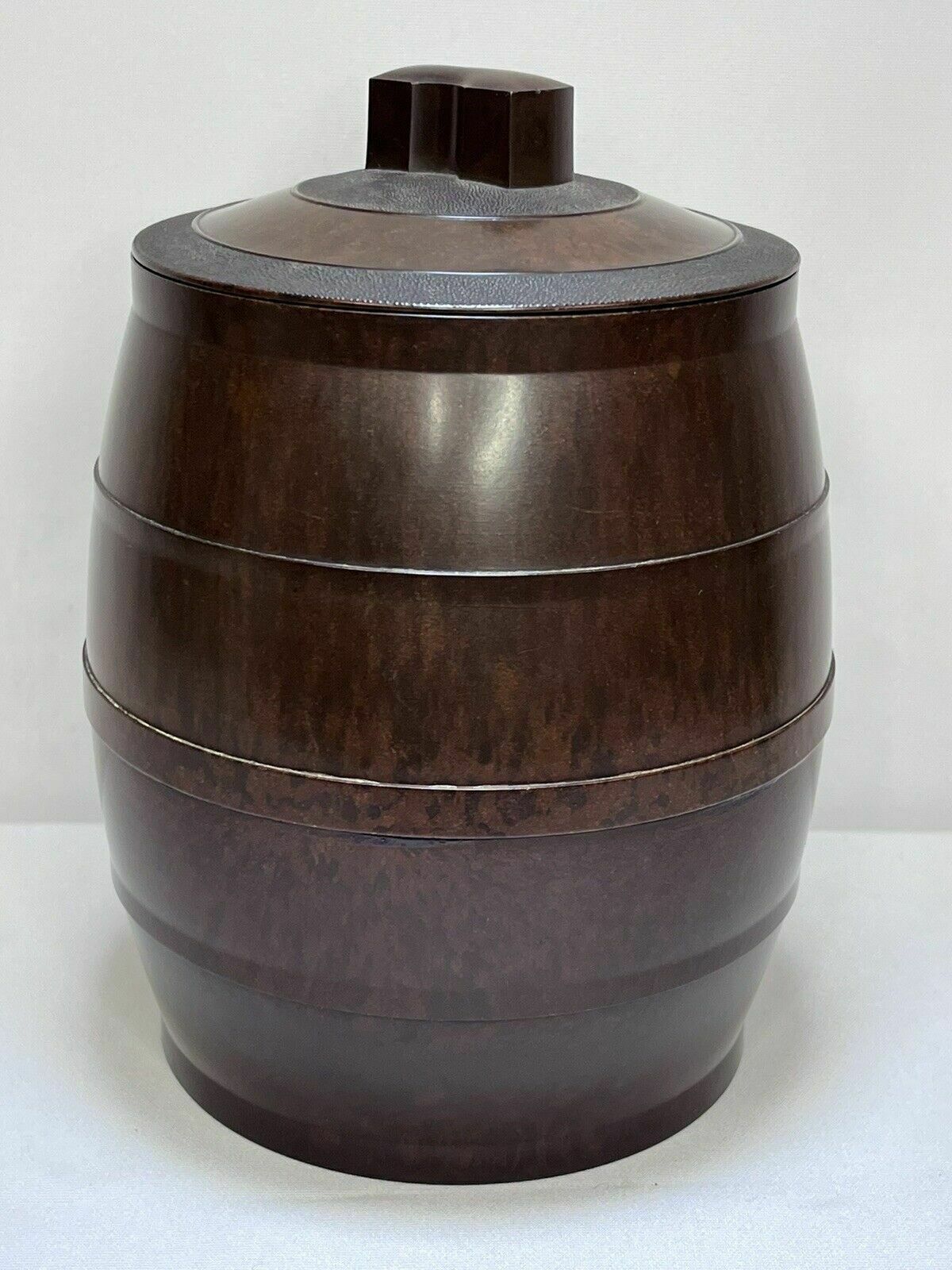 Vintage 1940s Airtite Velos Bumper Barrel Brown Bakelite Tobacco Jar With Lid photo furniture