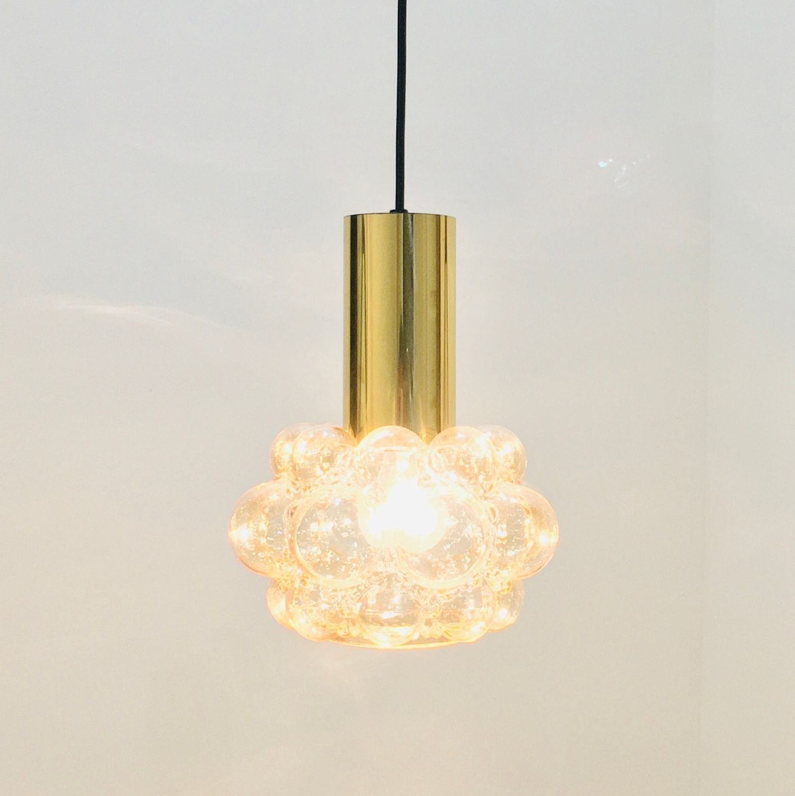 1 Of 2 Mid Century Modern Amber Bubble Glass Ceiling Light By Helena Tynell For Limburg, Germany, 1960s photo Lighting