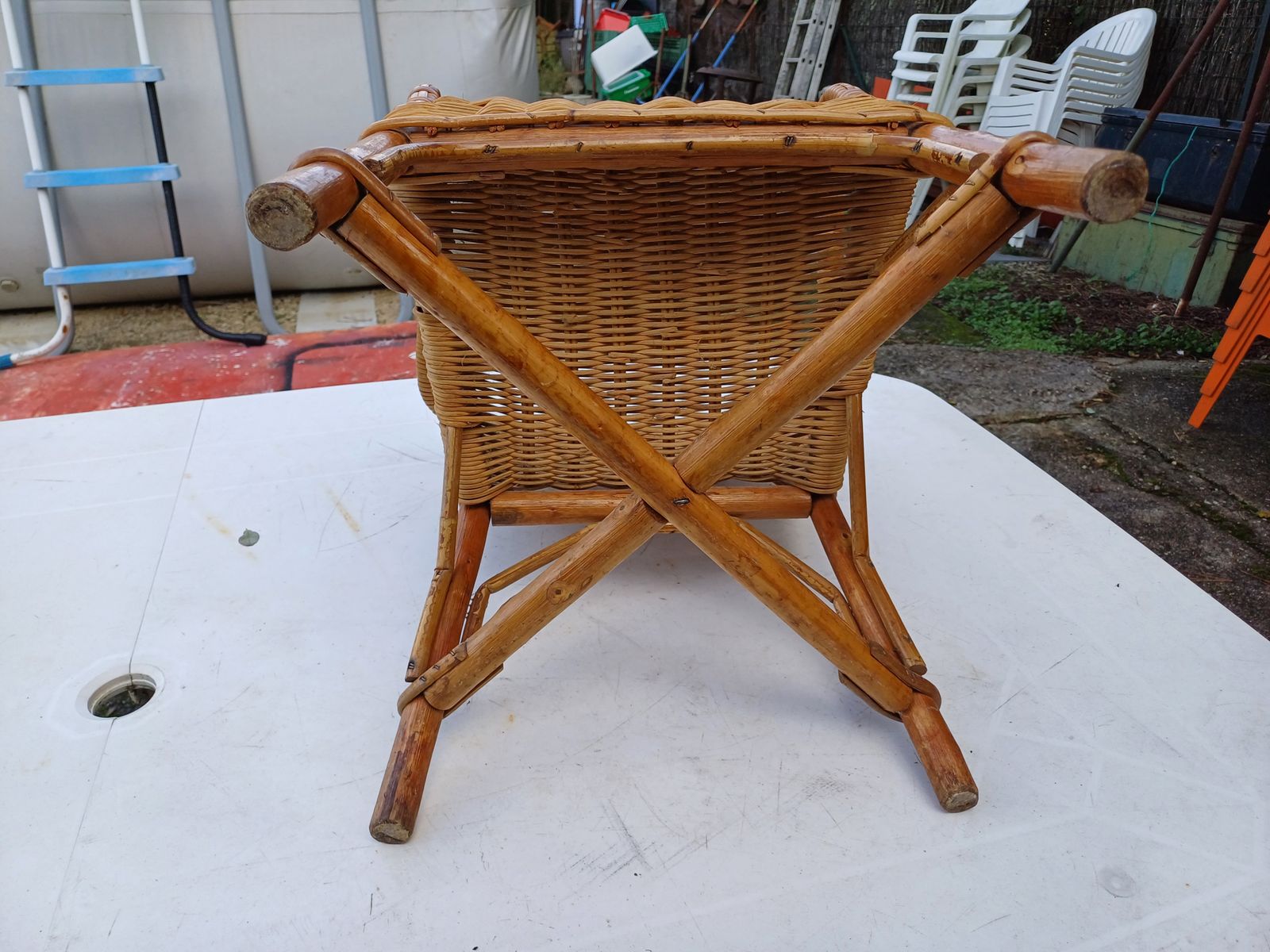 Vintage Bamboo Rattan Children's Armchair photo furniture
