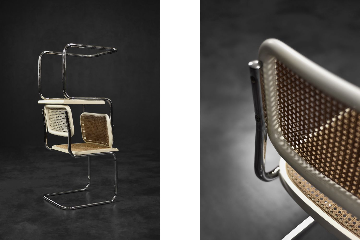 Mid Century Italian Modern White Wood & French Wicker Chairs, 1980s, Set Of 2 photo buy