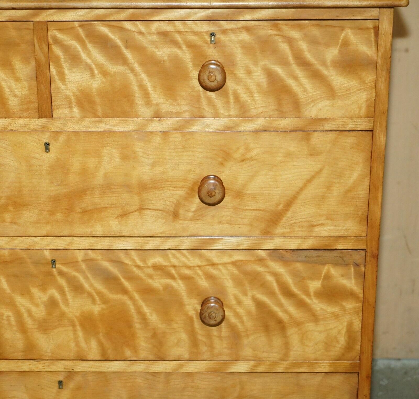 Stunning Antique Victorian 1880 Satin Birch Holland & Son's Chest Of Drawers photo buy