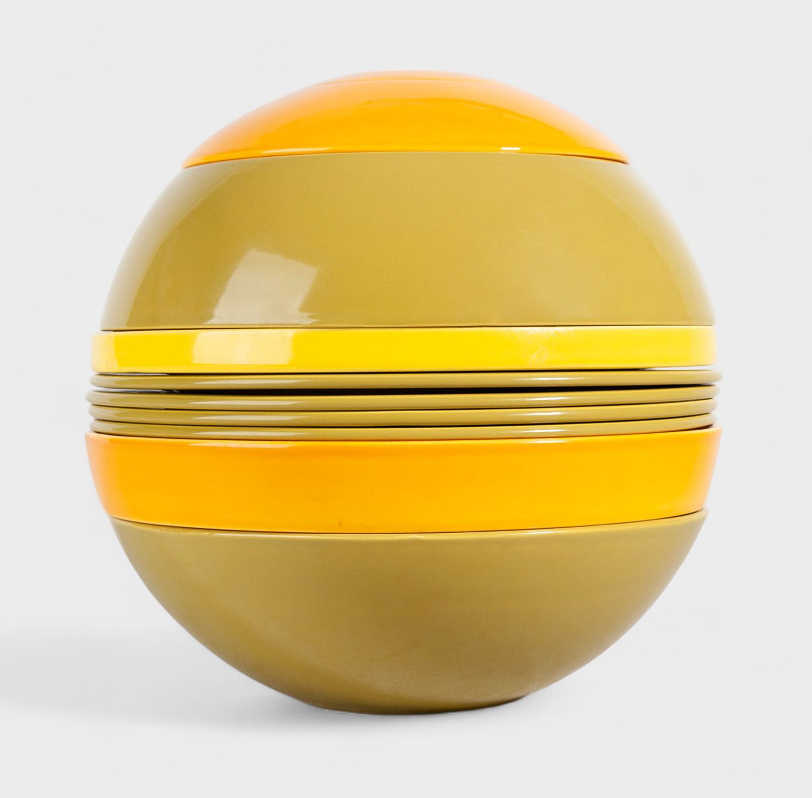 1970s Space Age Avant Garde Colorful Ceramic Tableware 19 Pieces Set 'La Boule' Designed By Helen Von Boch For Villeroy & Boch, Germany