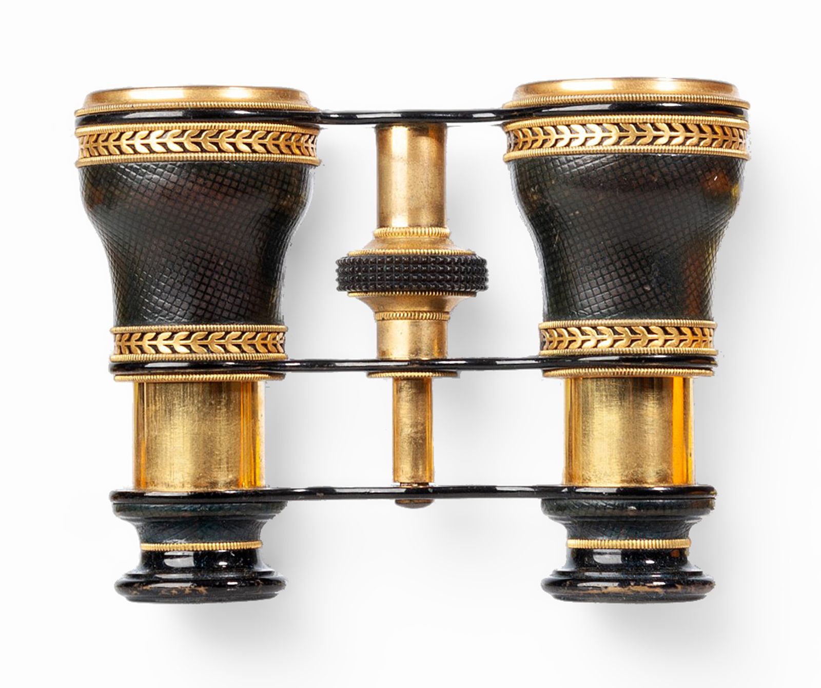 photo for sale 1910s Art Nouveau Lemaire Like Gilt Brass Expandable Sportier Binoculars/Opera Glasses With Leather Case, France