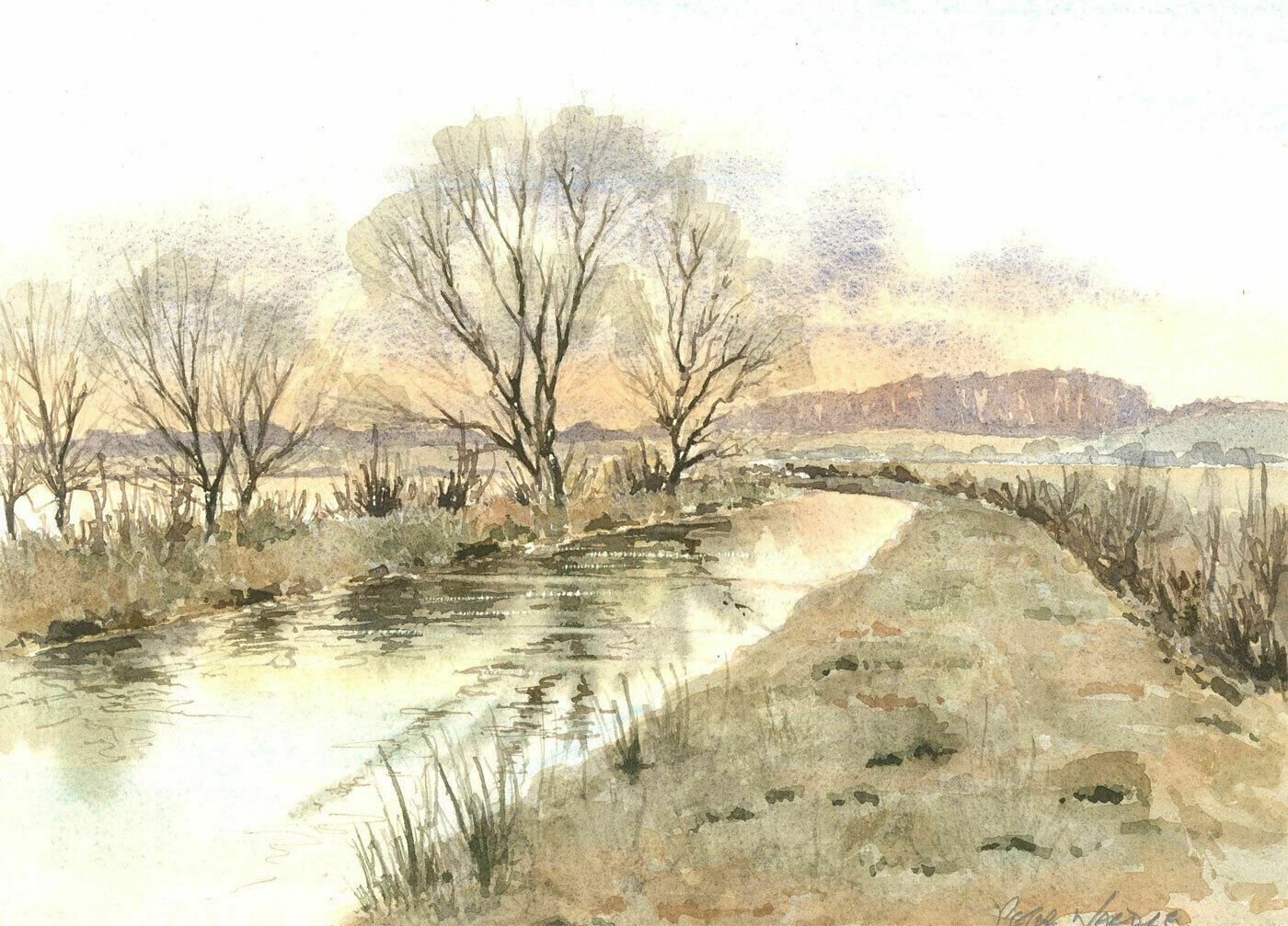 Peter Wardle (1929 2016) 1993 Watercolour, Fading Light Westport Canal
