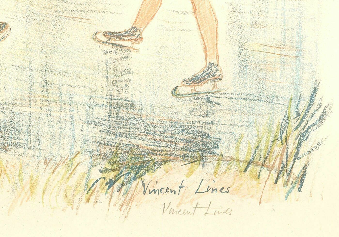 Vincent Henry Lines (1909 1968)  20th Century Lithograph, Ice Skaters I photo for sale