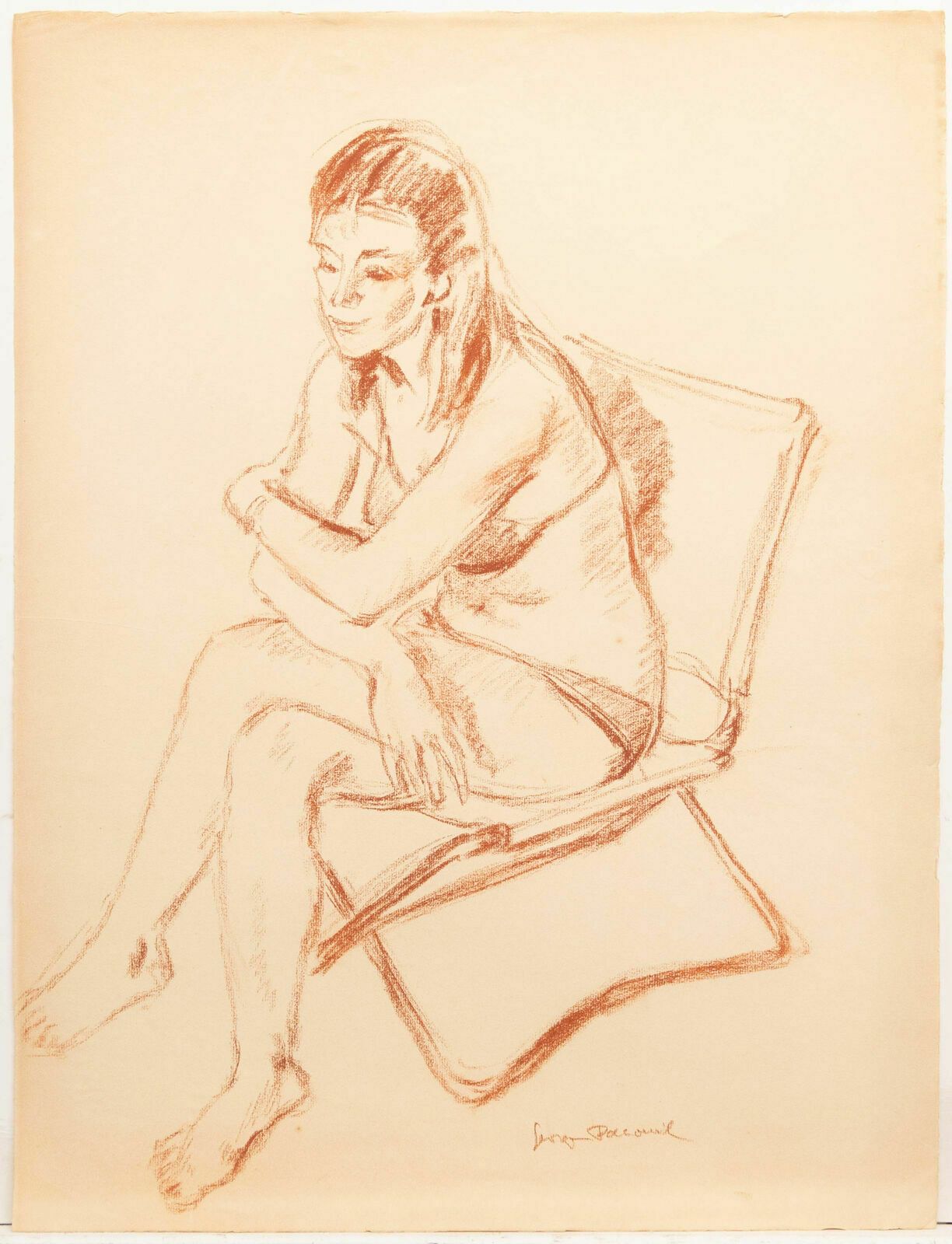 Georges Pacouil (1903 1996) Mid 20th Century Sanguine, Seated Model III photo furniture