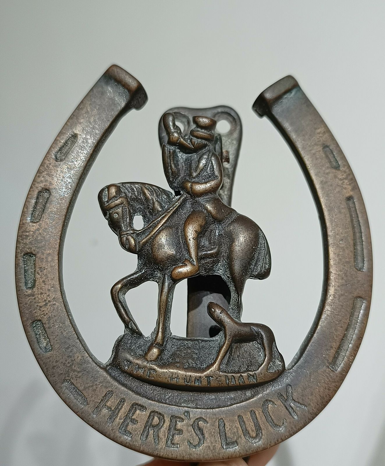 Aged Brass Door Knocker Huntsman And Horse And Hound  Knocker. photo buy