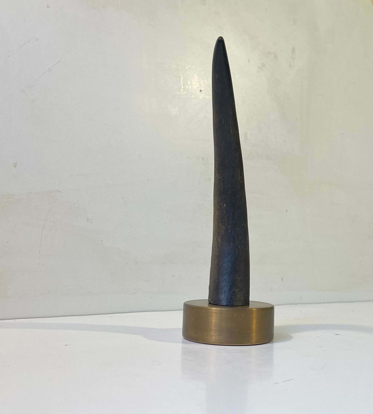 Abstract Brutalist Sculpture In Bronze & Black Horn, 1970s photo Art