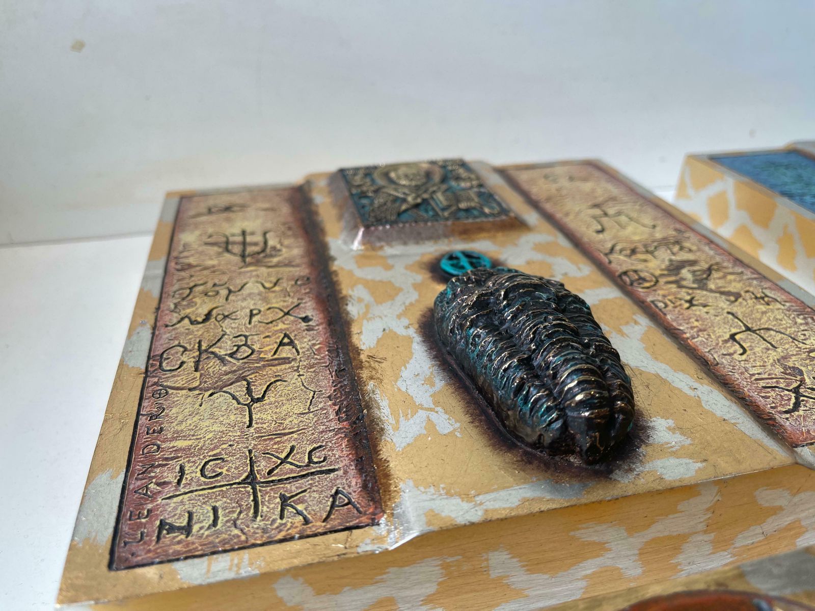 Art Modern Eclectic Icons In Ceramic & Bronze, Wall Hung, Set Of 4 photo
