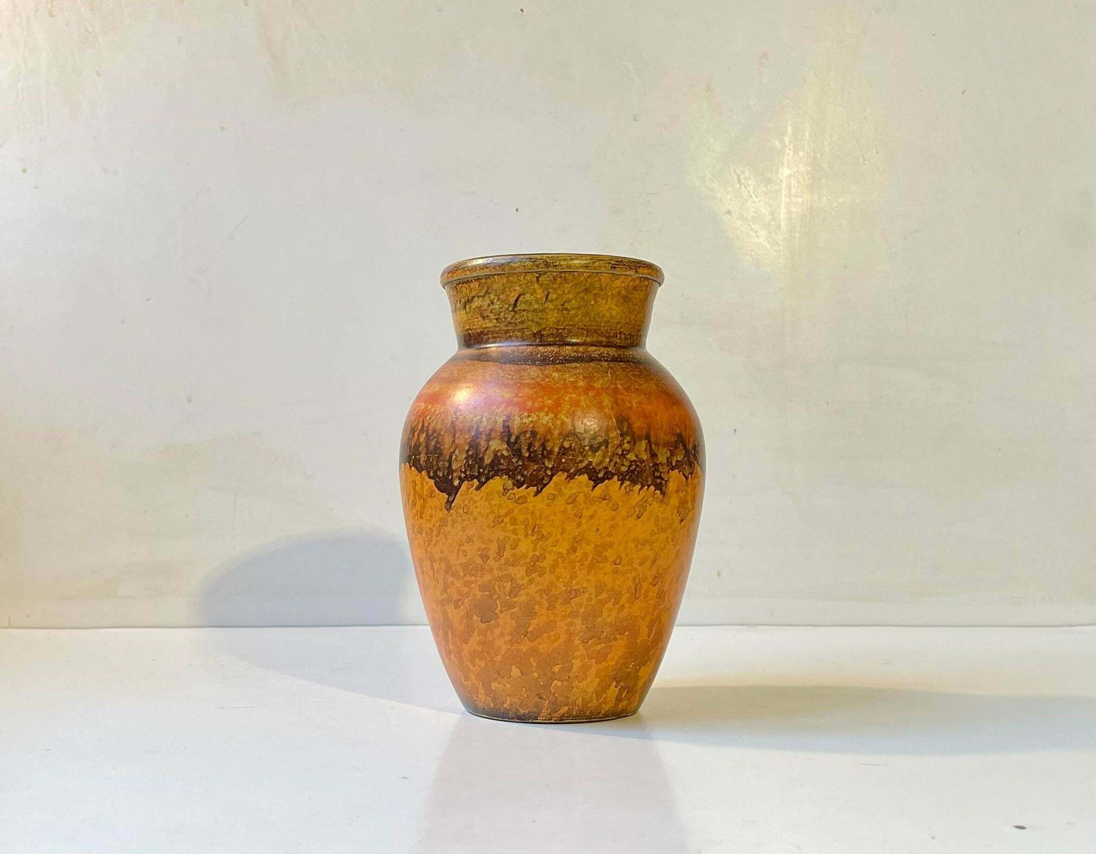 Art Deco Terracotta Vase With 'Fire' Glaze, 1930s photo for sale