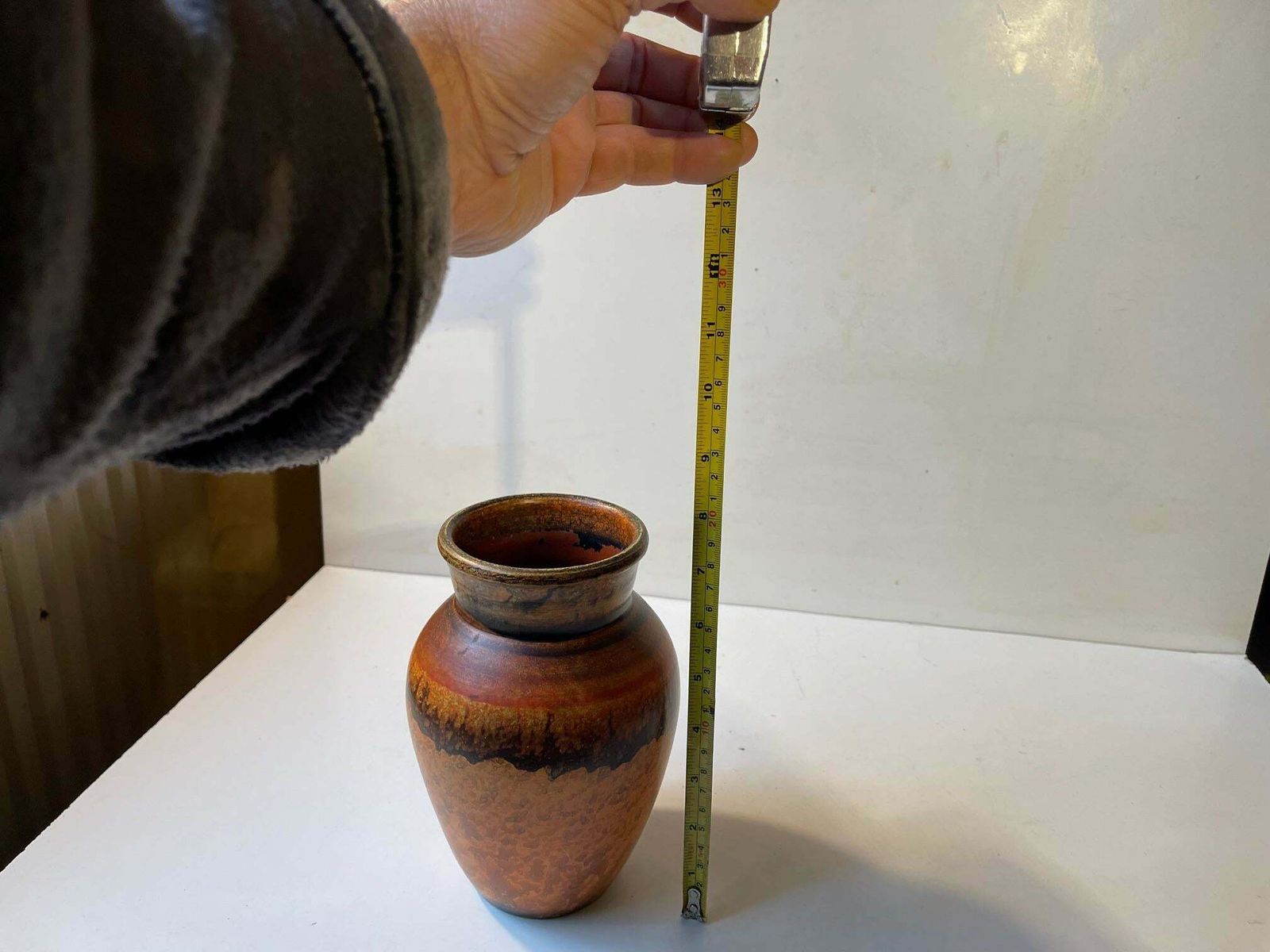 Art Deco Terracotta Vase With 'Fire' Glaze, 1930s photo 270.0