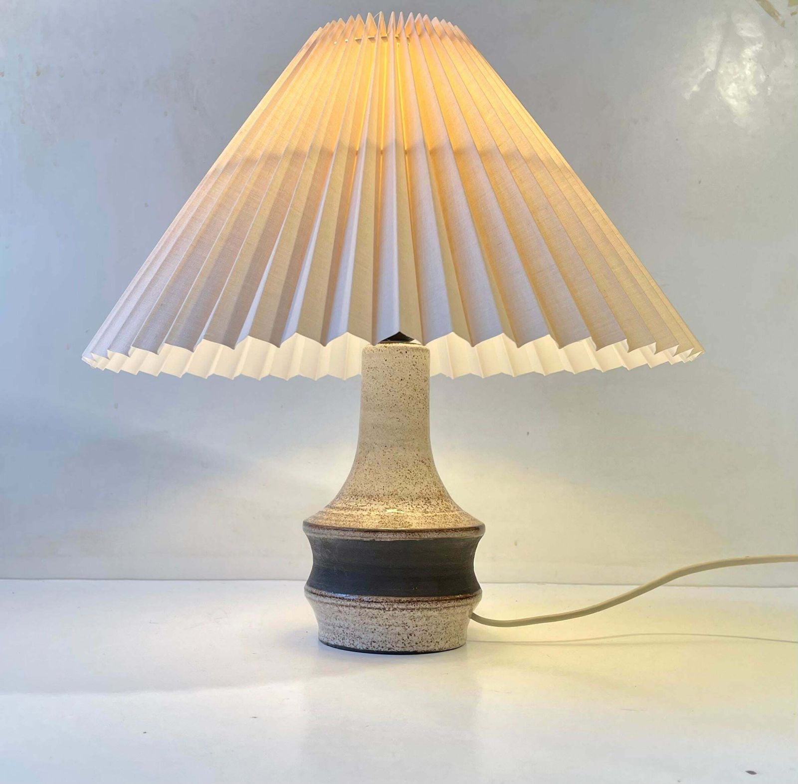 Scandinavian Dusty Glazed Stoneware Table Lamp, 1970s photo vinterior