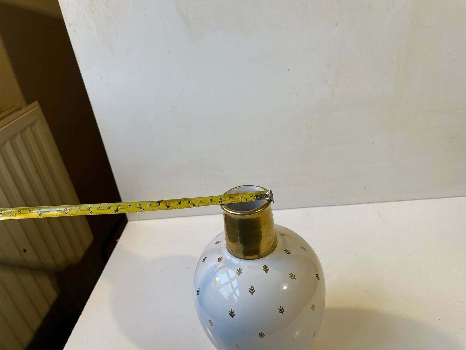 Ovoid White & Gold Glazed Ceramic Vase In The Style Of Wilhelm Kåge photo vinterior