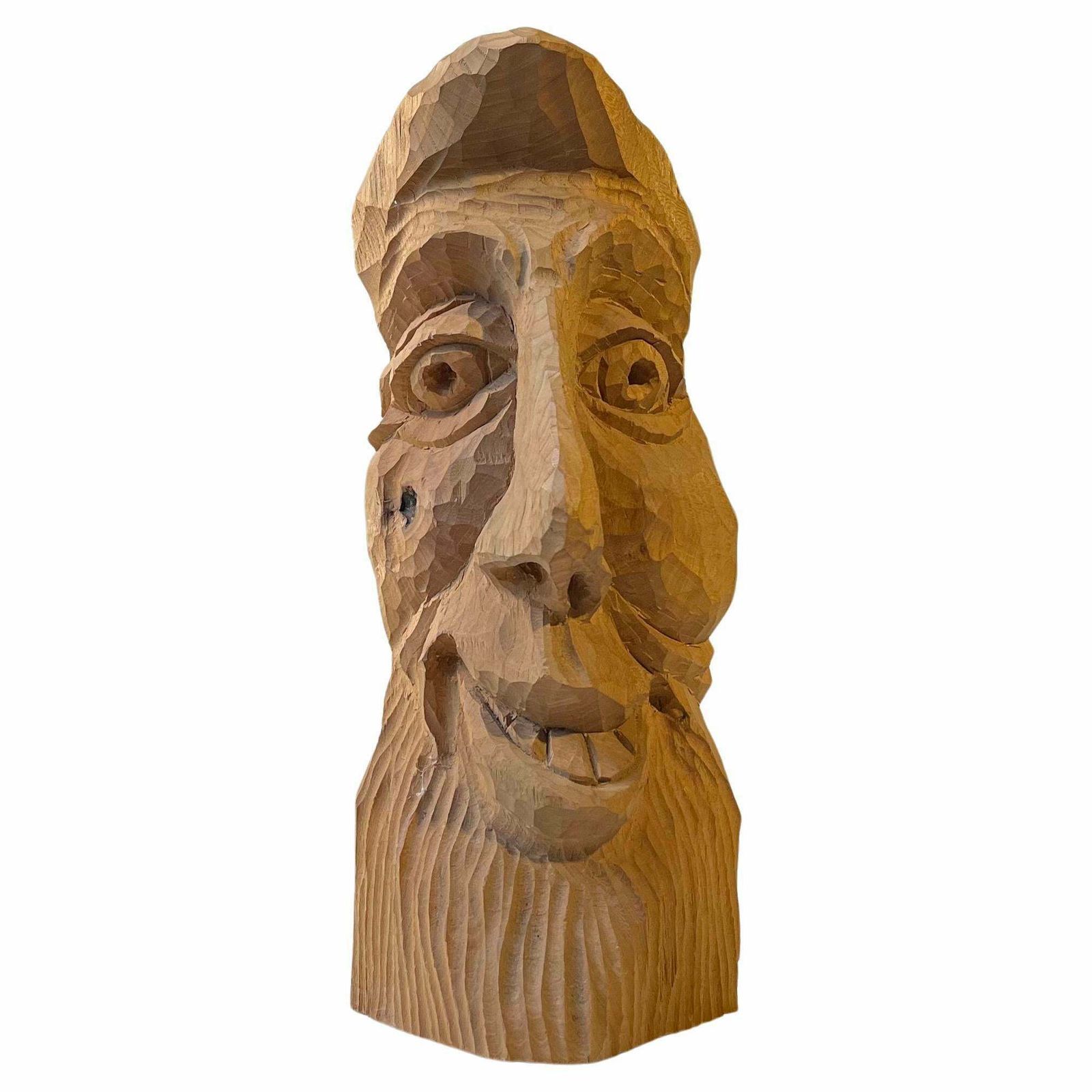 Gaius Julius Caesar   Caricature Head In Hand Carved Oak, 1970s