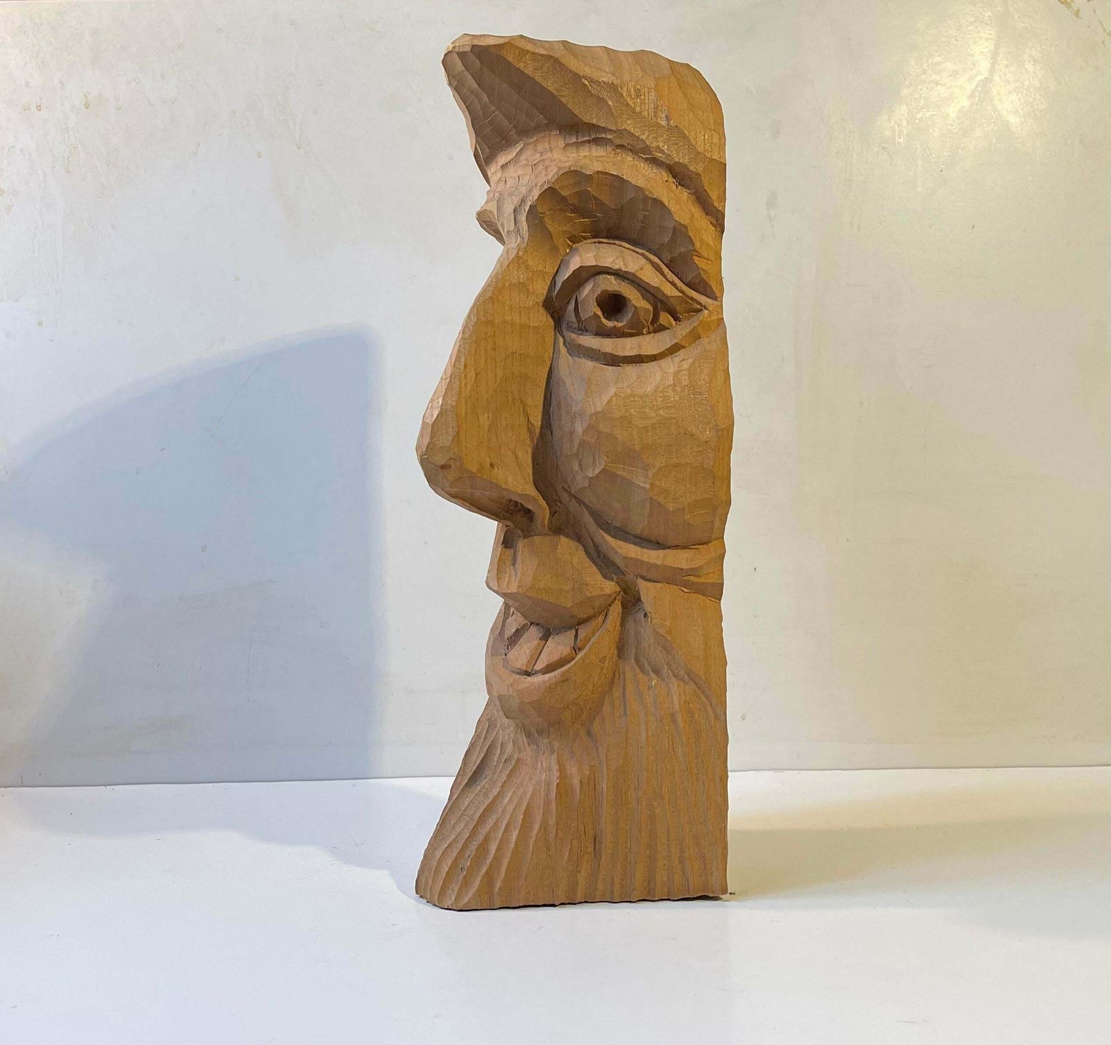 Gaius Julius Caesar   Caricature Head In Hand Carved Oak, 1970s photo furniture