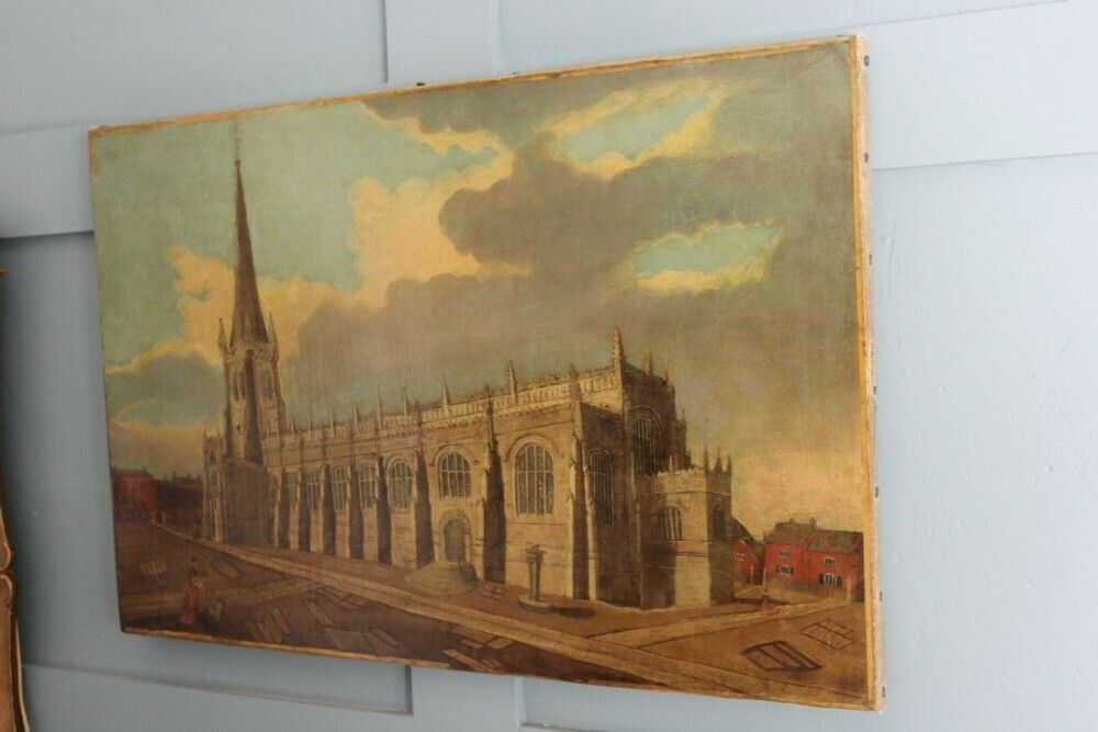 Wakefield Cathedral, Yorkshire – Original Oil Painting Attributed To John Cawthorn photo for sale