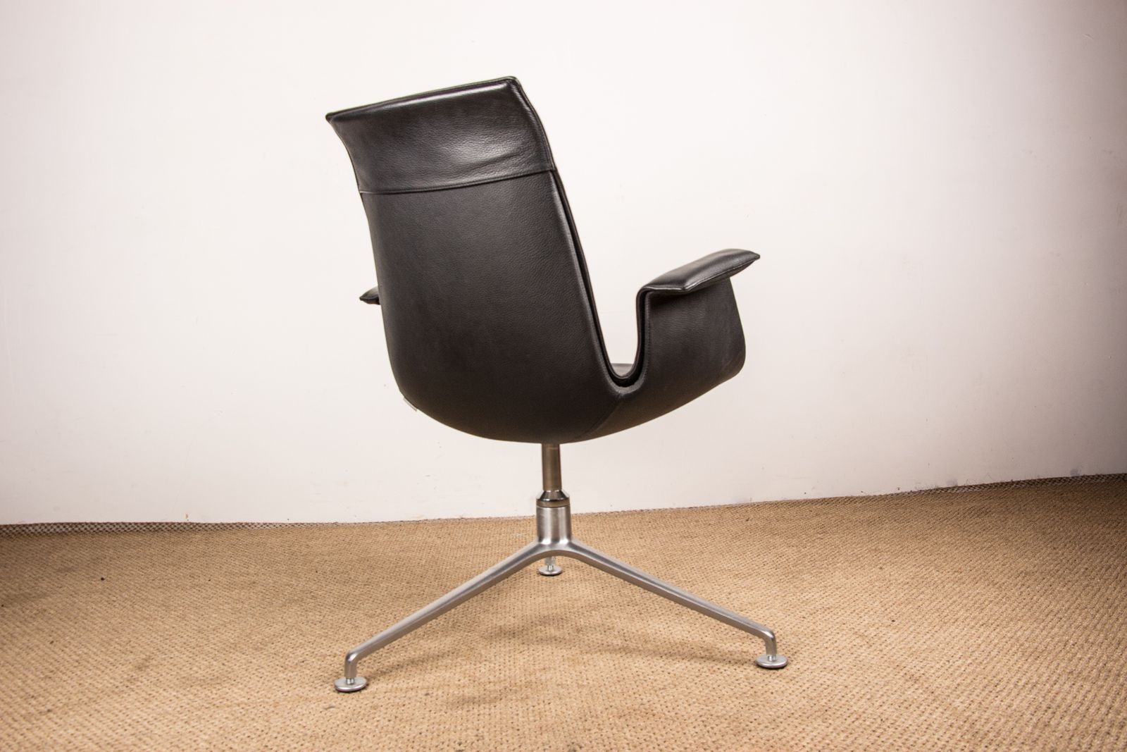 Danish Armchair In Black Leather And Chromed Steel, Model Fk 6725 Or “Tulip Chair” By Preben Fabricius And Jørgen Kastholm For Walter Knoll photo 2511.0