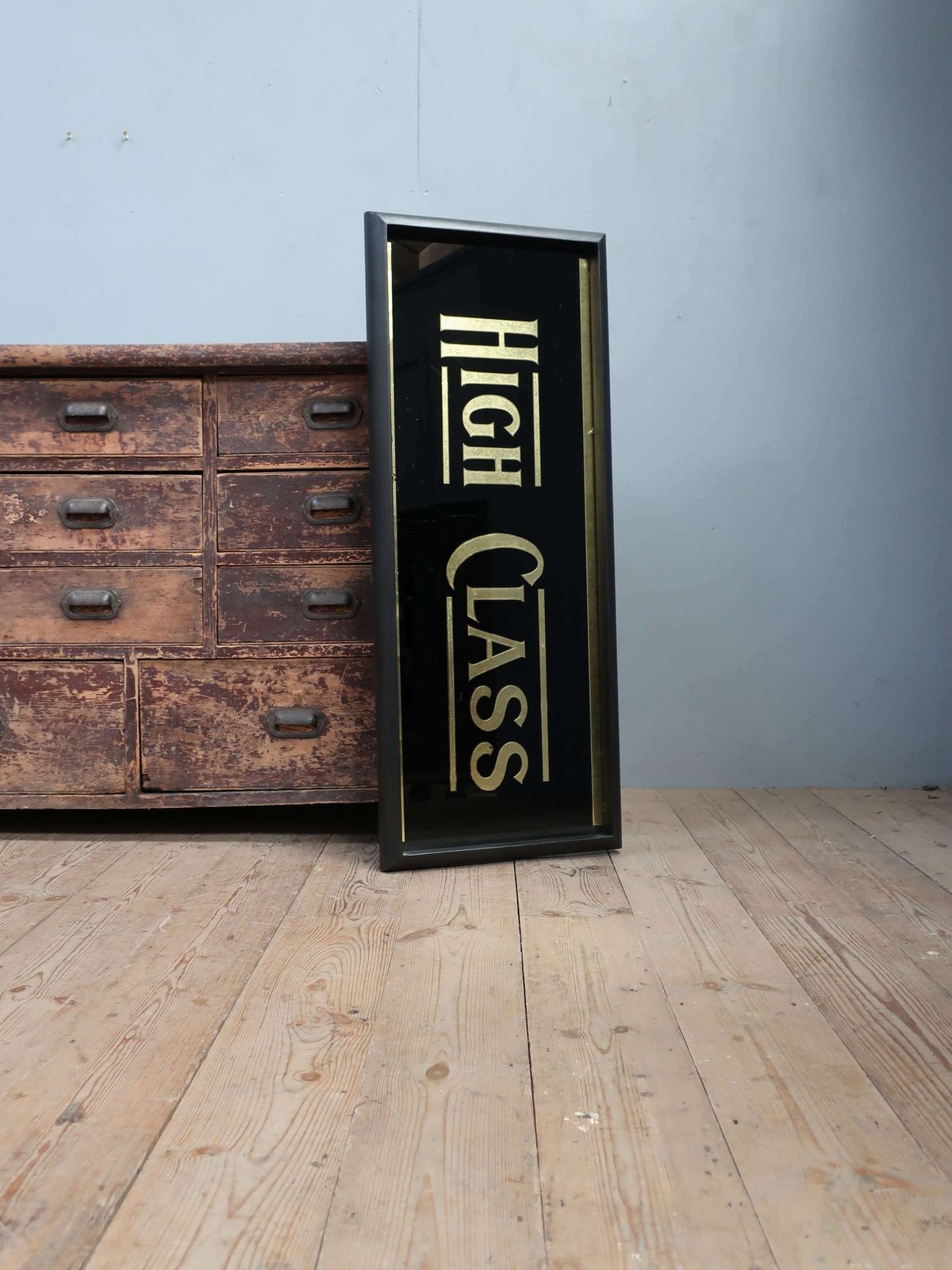 'High Class' Reverse Painted Gilt Glass Trade Sign photo 995.0