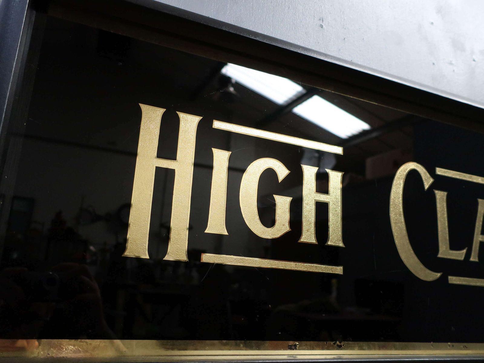 'High Class' Reverse Painted Gilt Glass Trade Sign photo buy