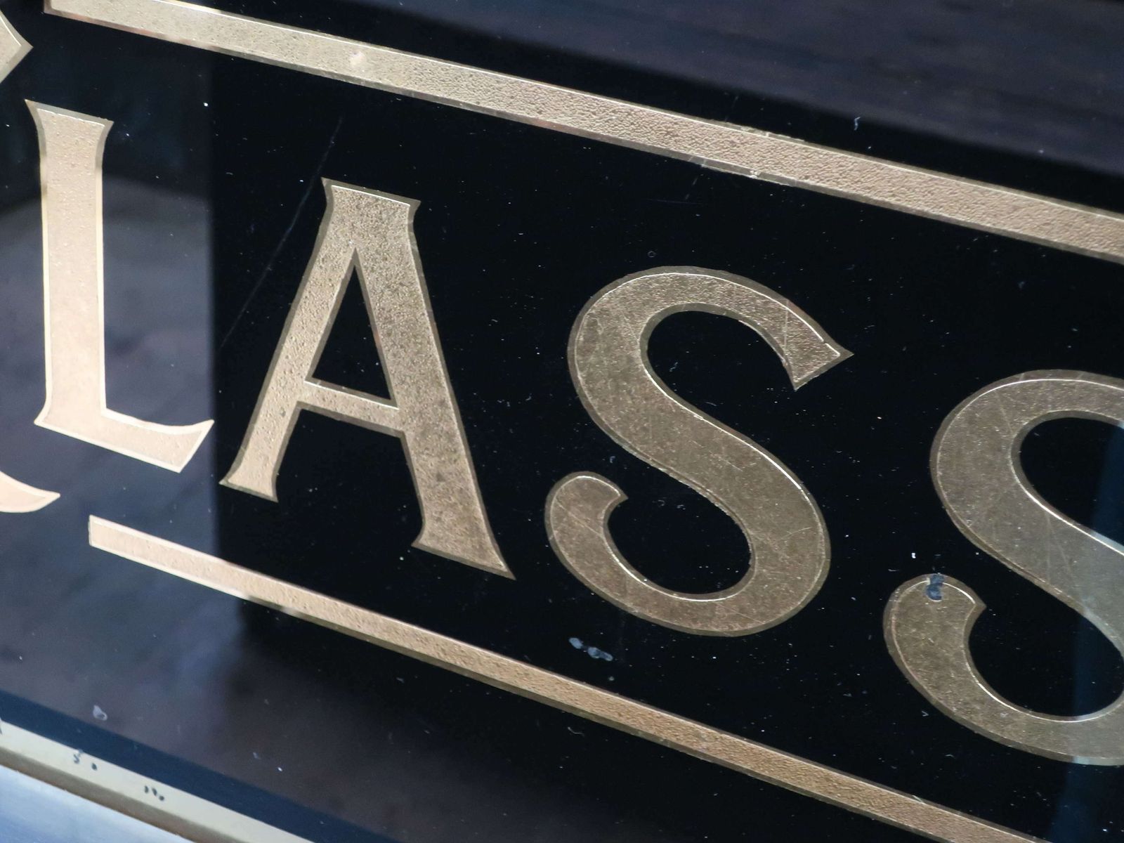 photo for sale 'High Class' Reverse Painted Gilt Glass Trade Sign
