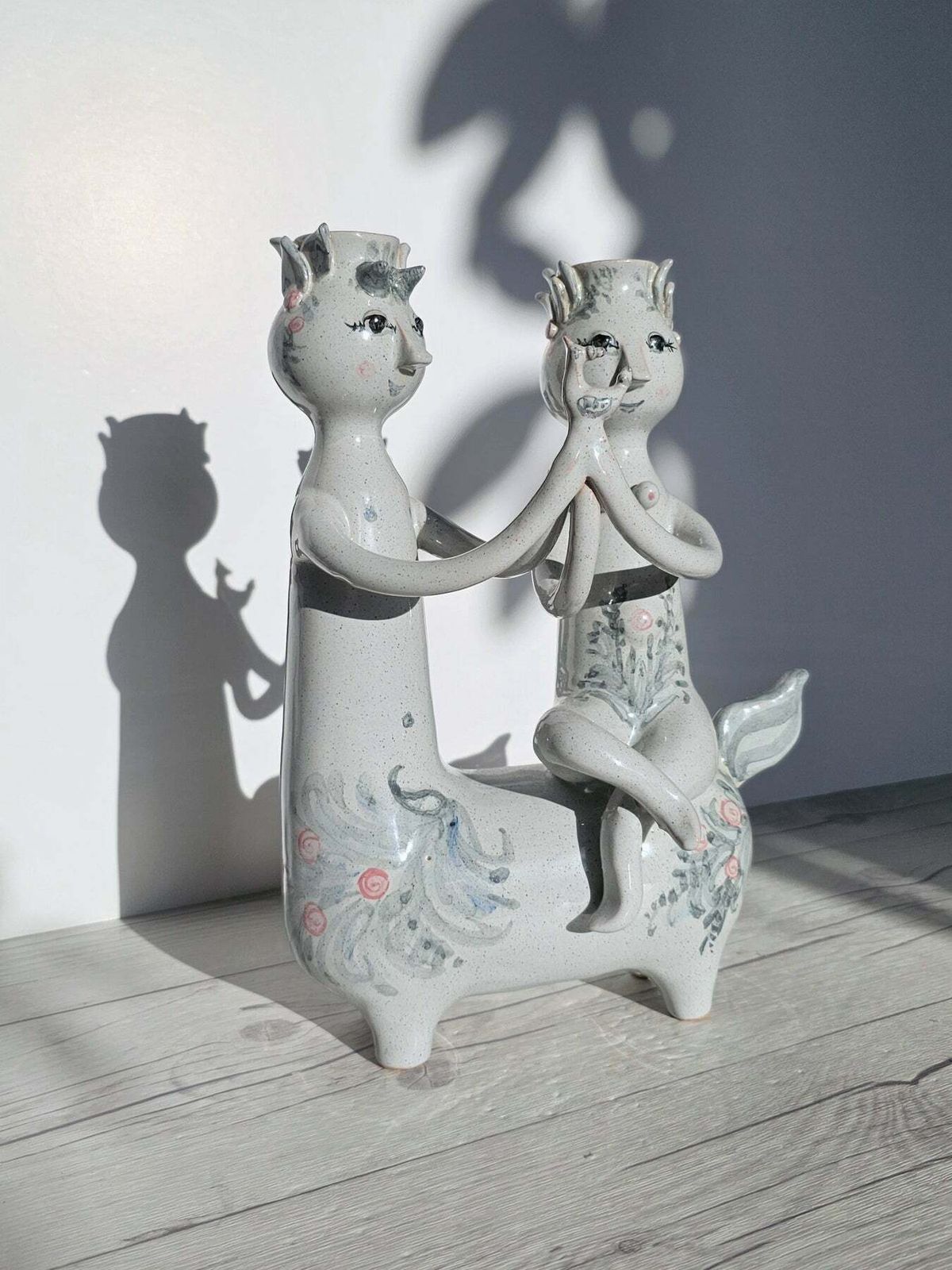 photo for sale Bjorn Wiinblad, 1959 Centaur And Dryad Candleholder Sculpture, Signed And Monogrammed, V Early, Rare