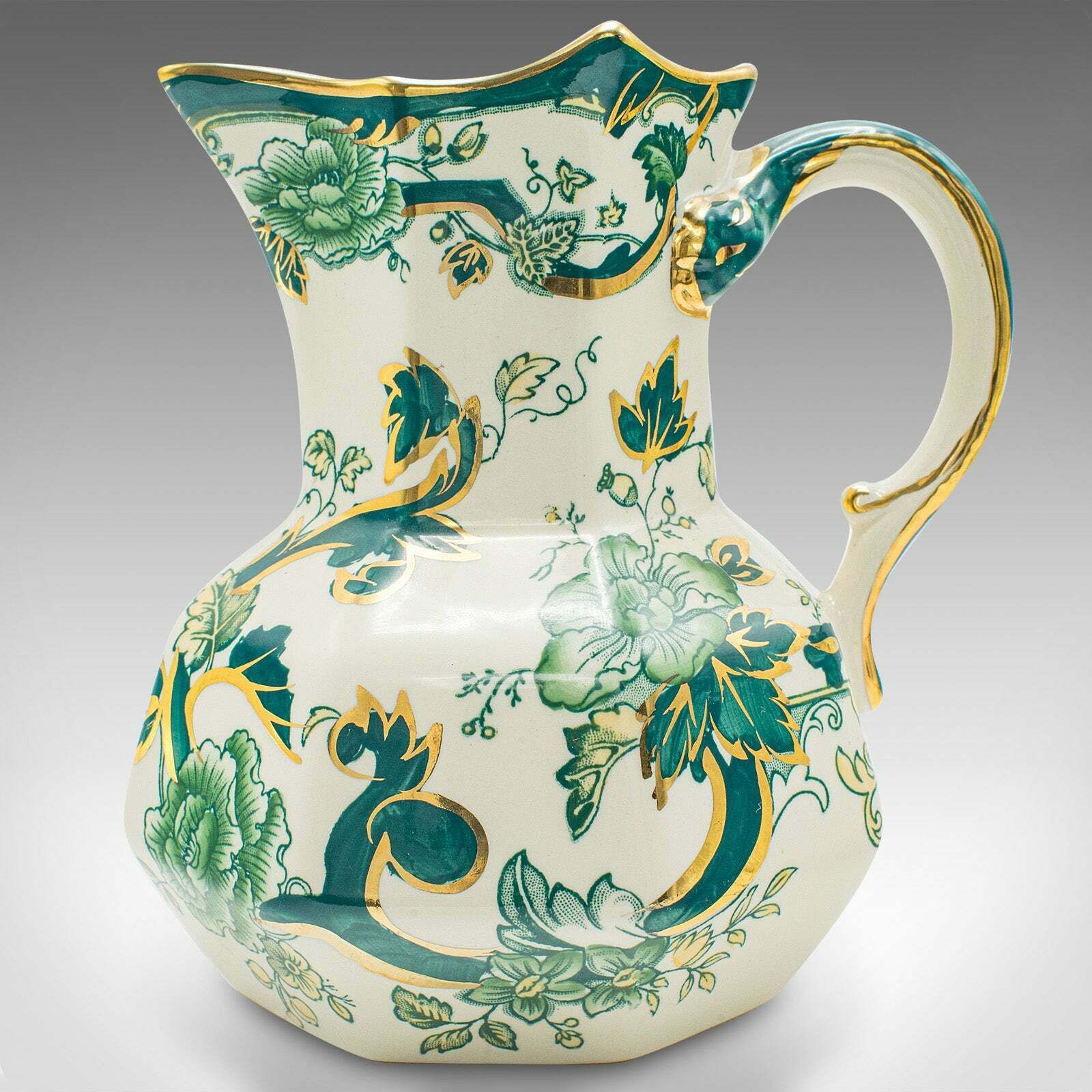 595.0 Antique Set Of Table Pouring Jugs, English, Ceramic, Gravy, Sauce, Cream, C.1920 photo