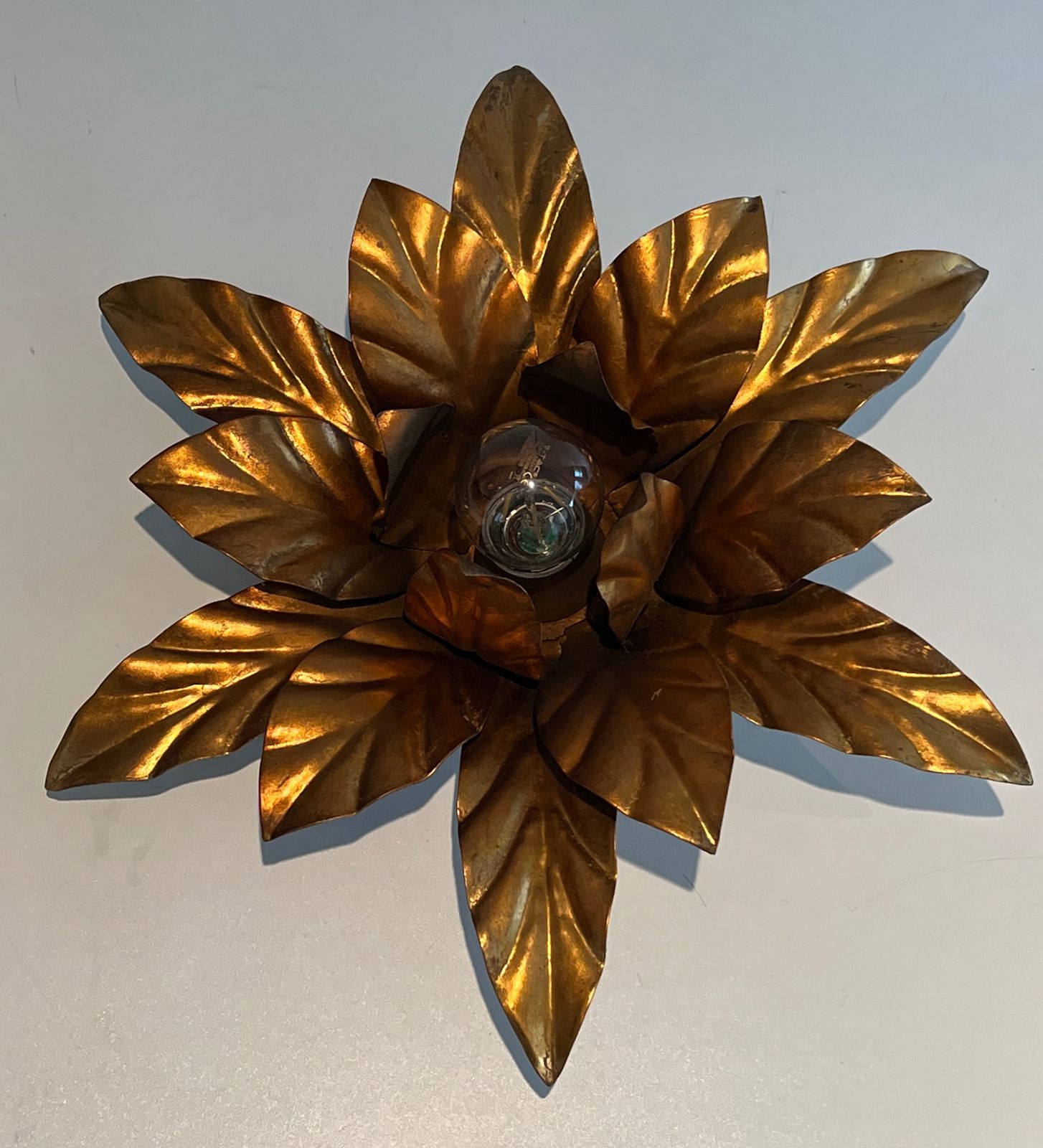 Flower Wall Lamp In Gold Metal In The Style Of Maison Jansen photo furniture