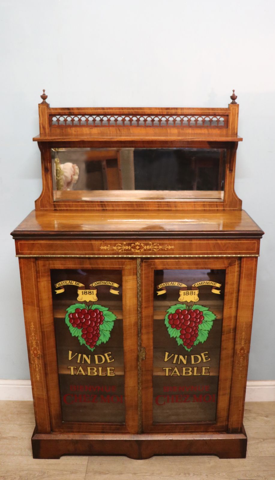 A Lovely Late Victorian Walnut Veneered And Inlaid Display Cabinet. photo Furniture