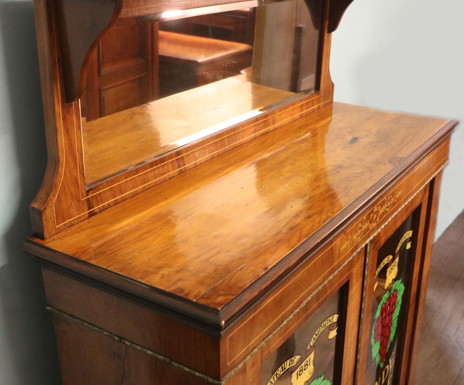 photo buy A Lovely Late Victorian Walnut Veneered And Inlaid Display Cabinet.