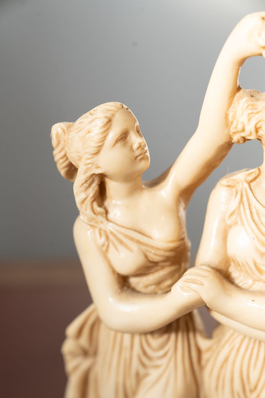 Art Pair Of 1970s/80s Resin Sculptures – Classical Art Figurines In Ivory Finish photo