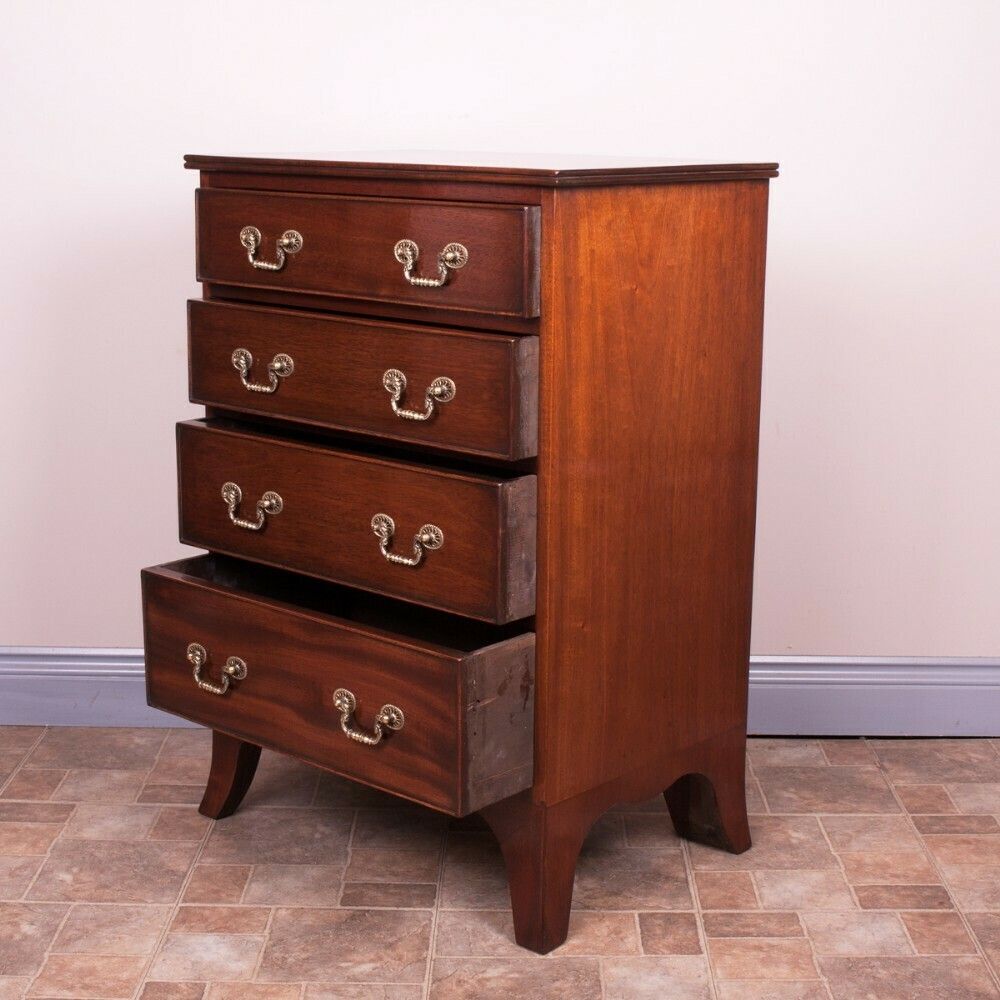 Narrow Mahogany Four Drawer Chest Of Drawers photo vintage