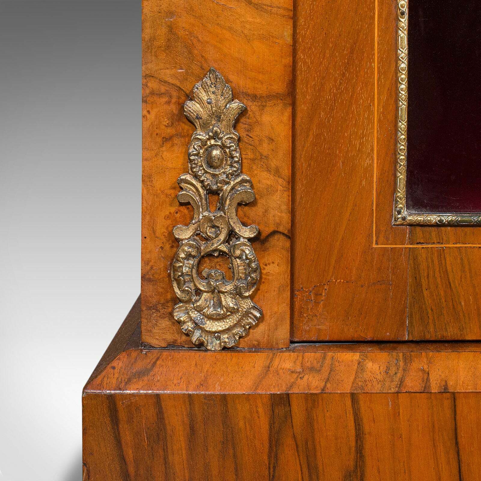 1495.0 Antique Pier Cabinet, English Walnut, Glazed Bookcase, Display Cupboard, Regency photo
