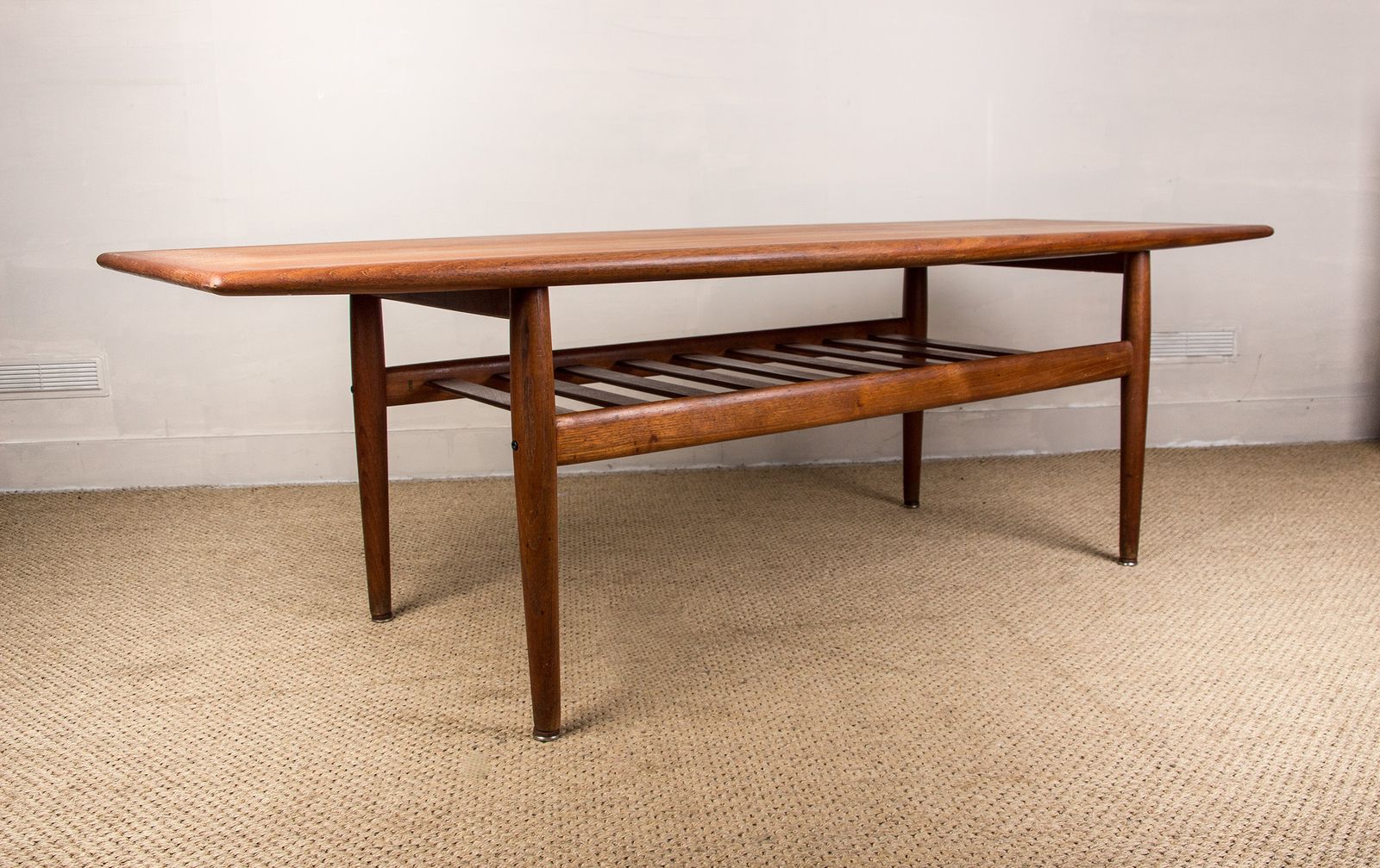 Large Danish Teak Coffee Table, Two Tiers, By Grete Jalk For Glostrup Mobelfabrik.