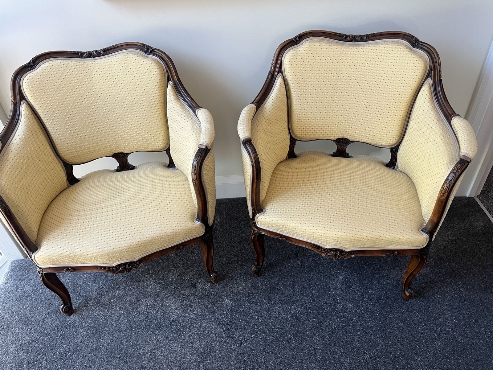 Pair Of Antique Newly Upholstered Chairs photo furniture