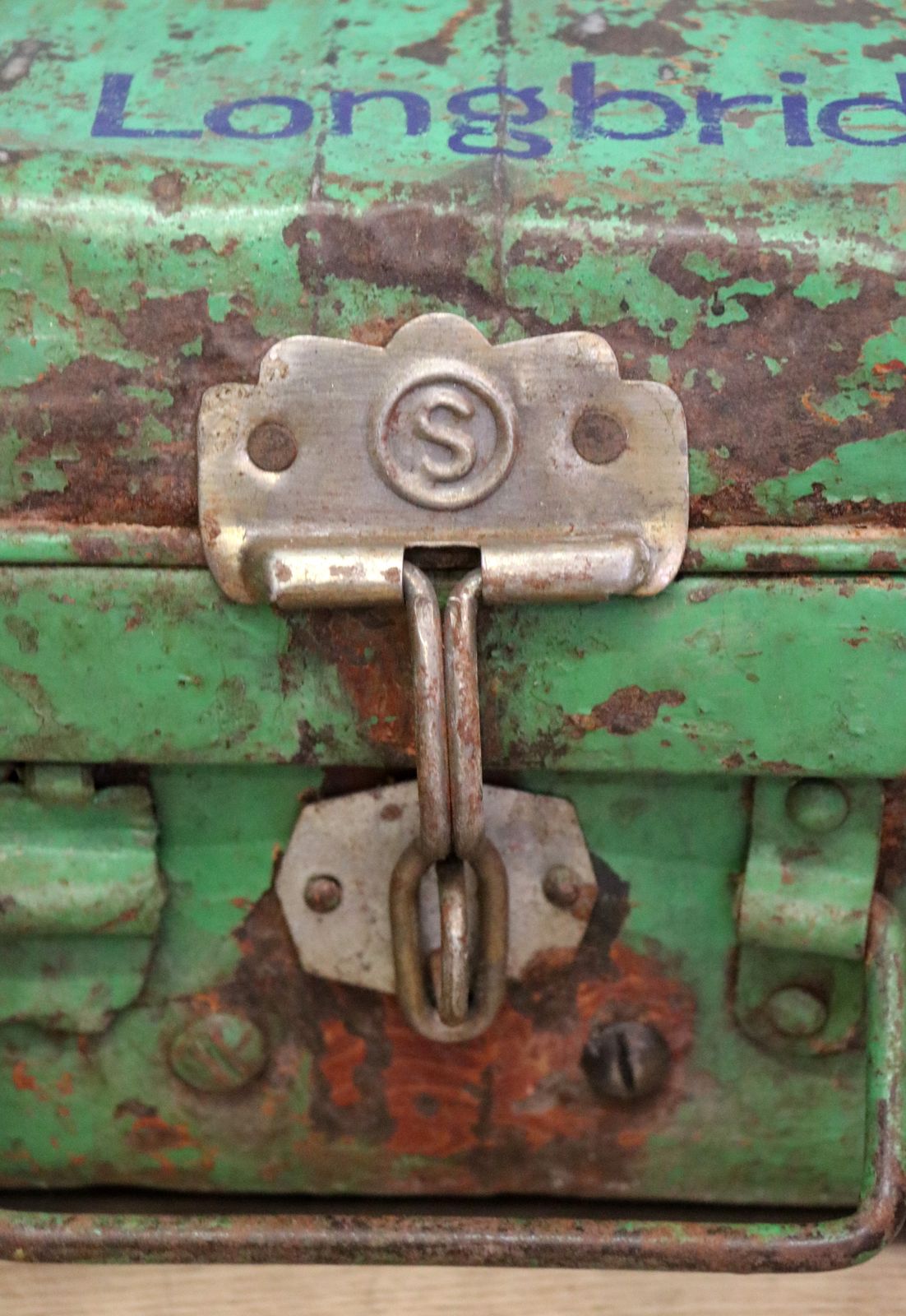 245.0 A Lovely Vintage Metal Trunk That Has Been Hand Sign Written With The Emblem For Austin Cars. photo