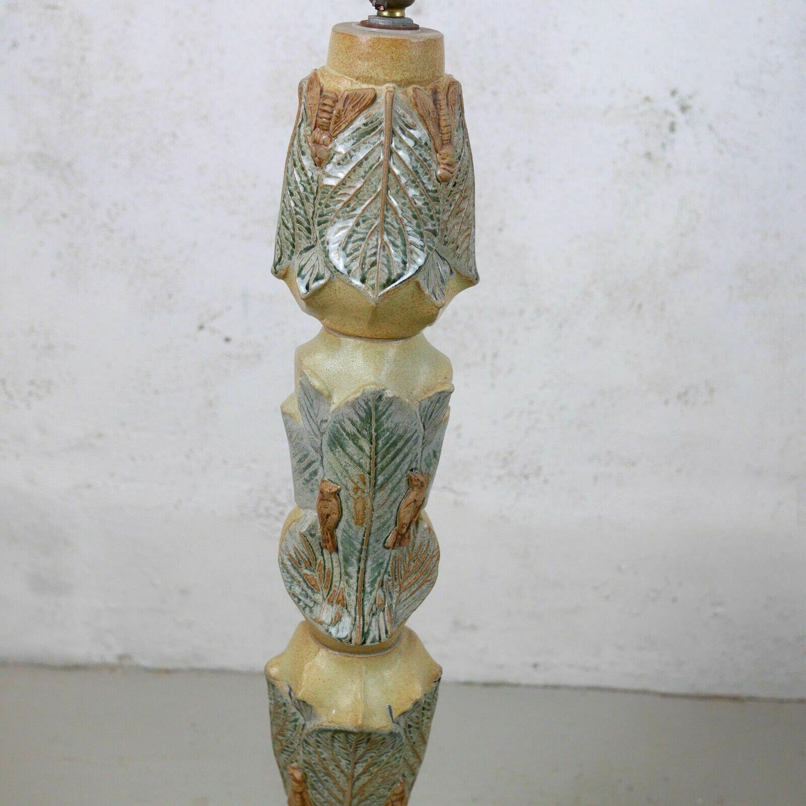 Mid Century Bernard Rooke Studio Pottery Totem Floor Lamp Dragon Fly #102666 photo vintage